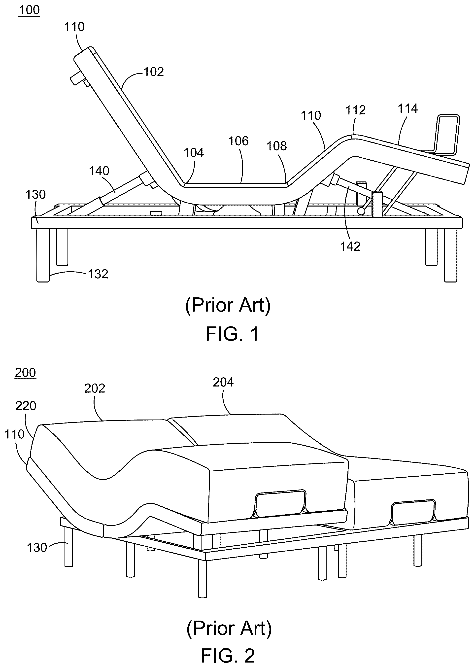 Patent US12551036 Figure 1 – Bed skirt system for adjustable bed