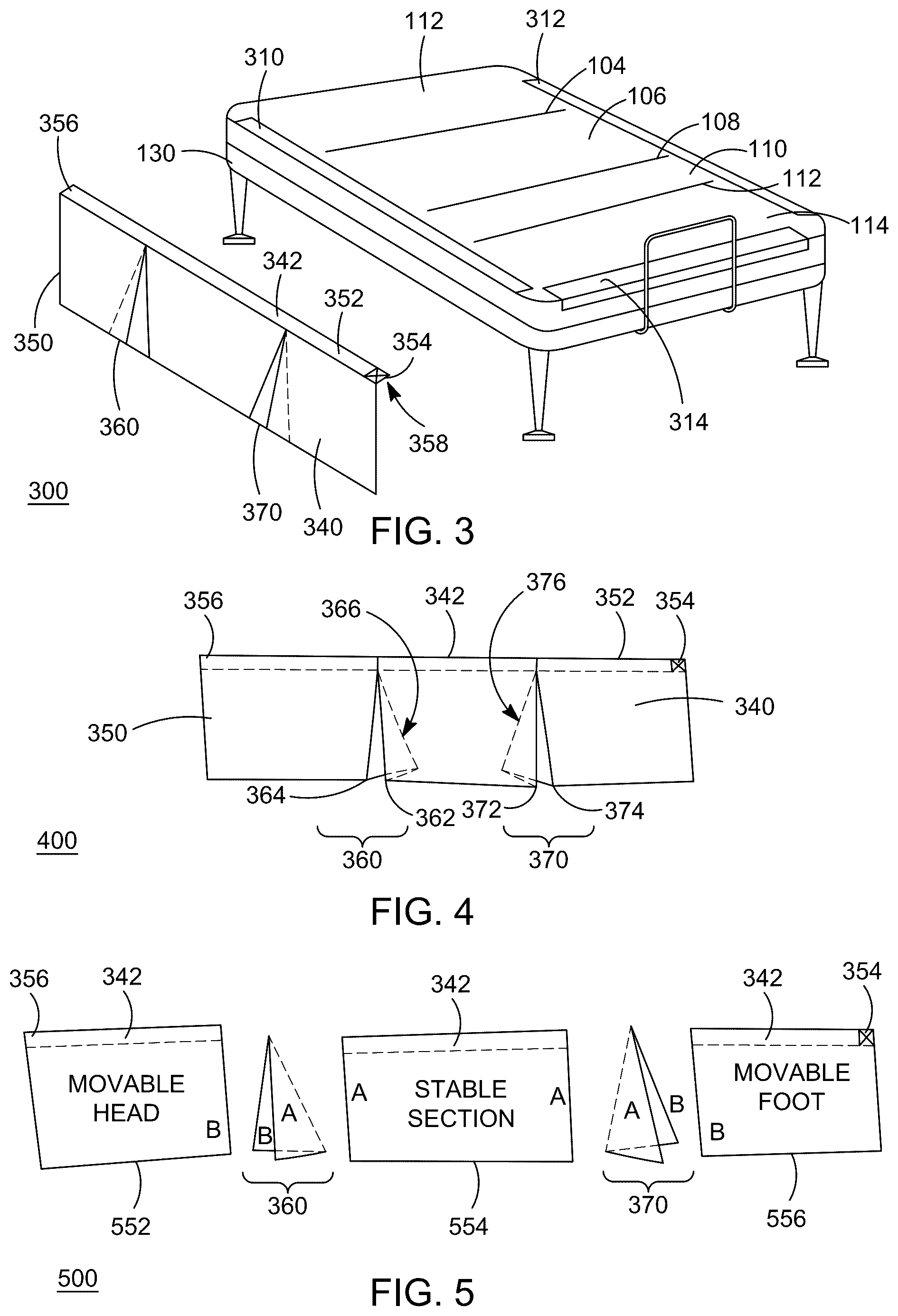 Patent US12551036 Figure 2 – Bed skirt system for adjustable bed