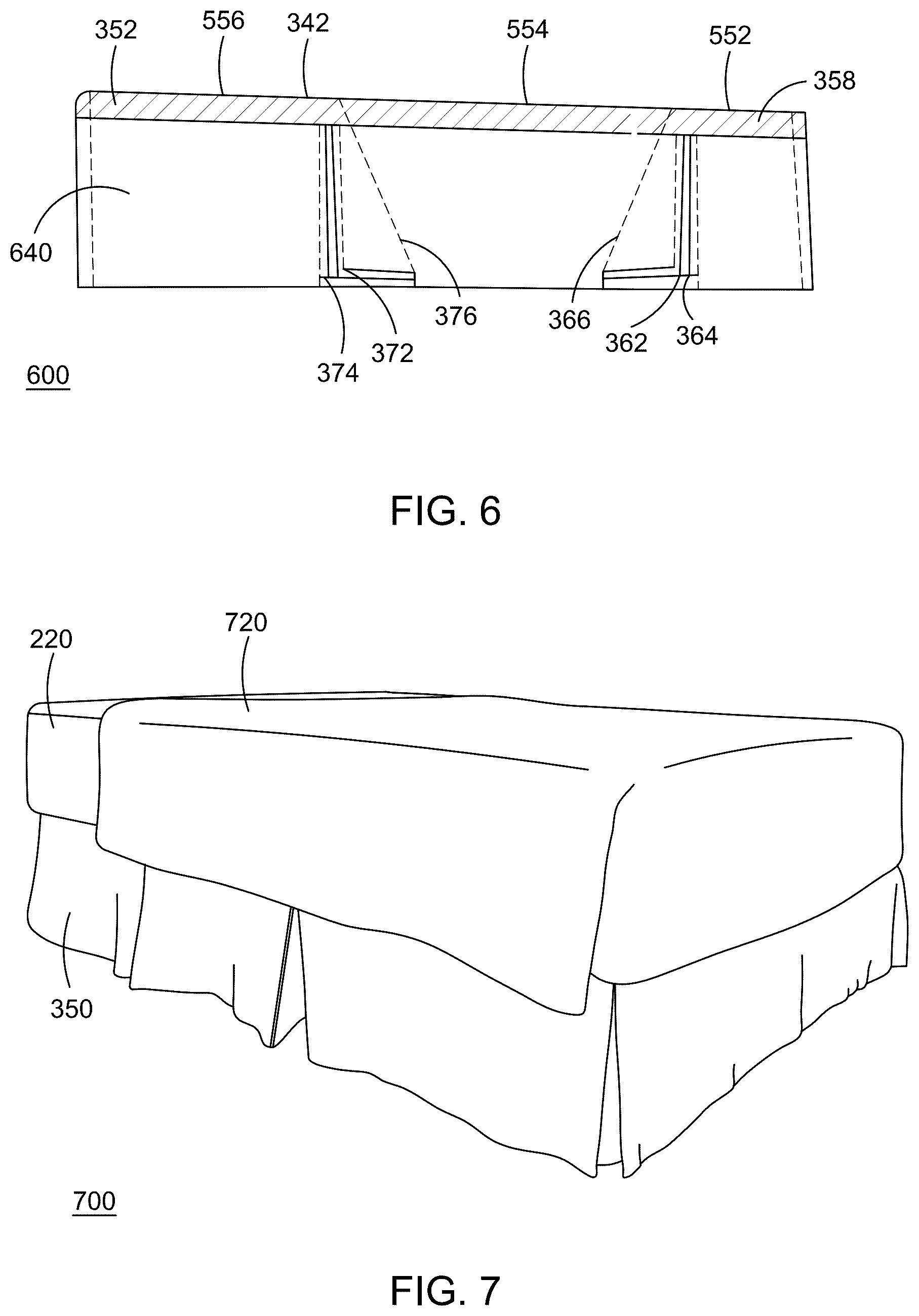 Patent US12551036 Figure 3 – Bed skirt system for adjustable bed