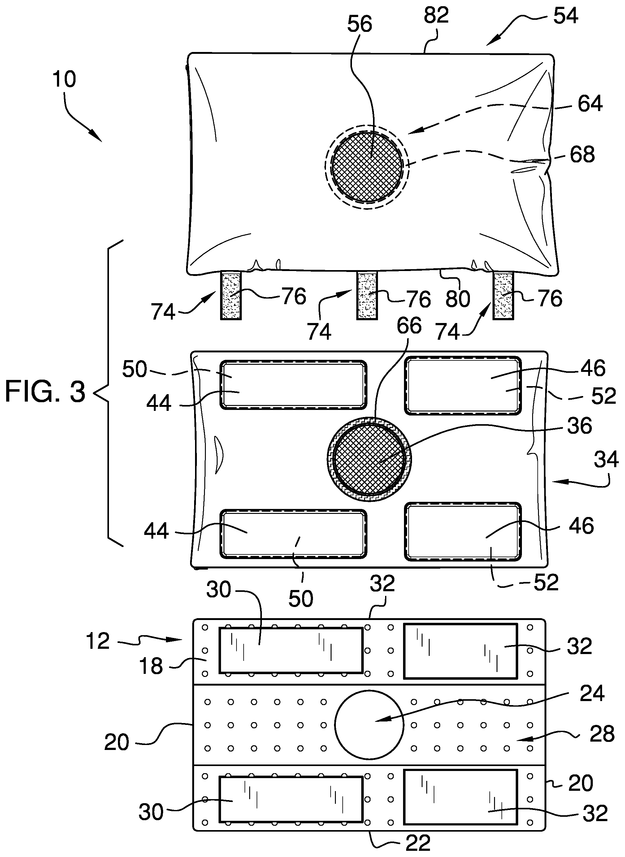 Patent US12551038 Figure 3 – Arm pillow
