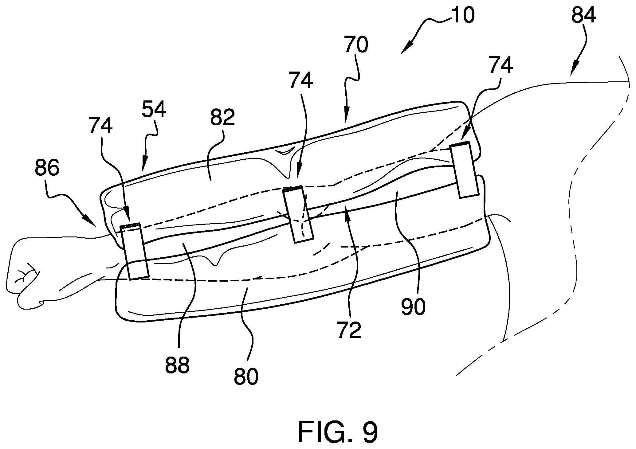 Patent US12551038 Figure 8 – Arm pillow