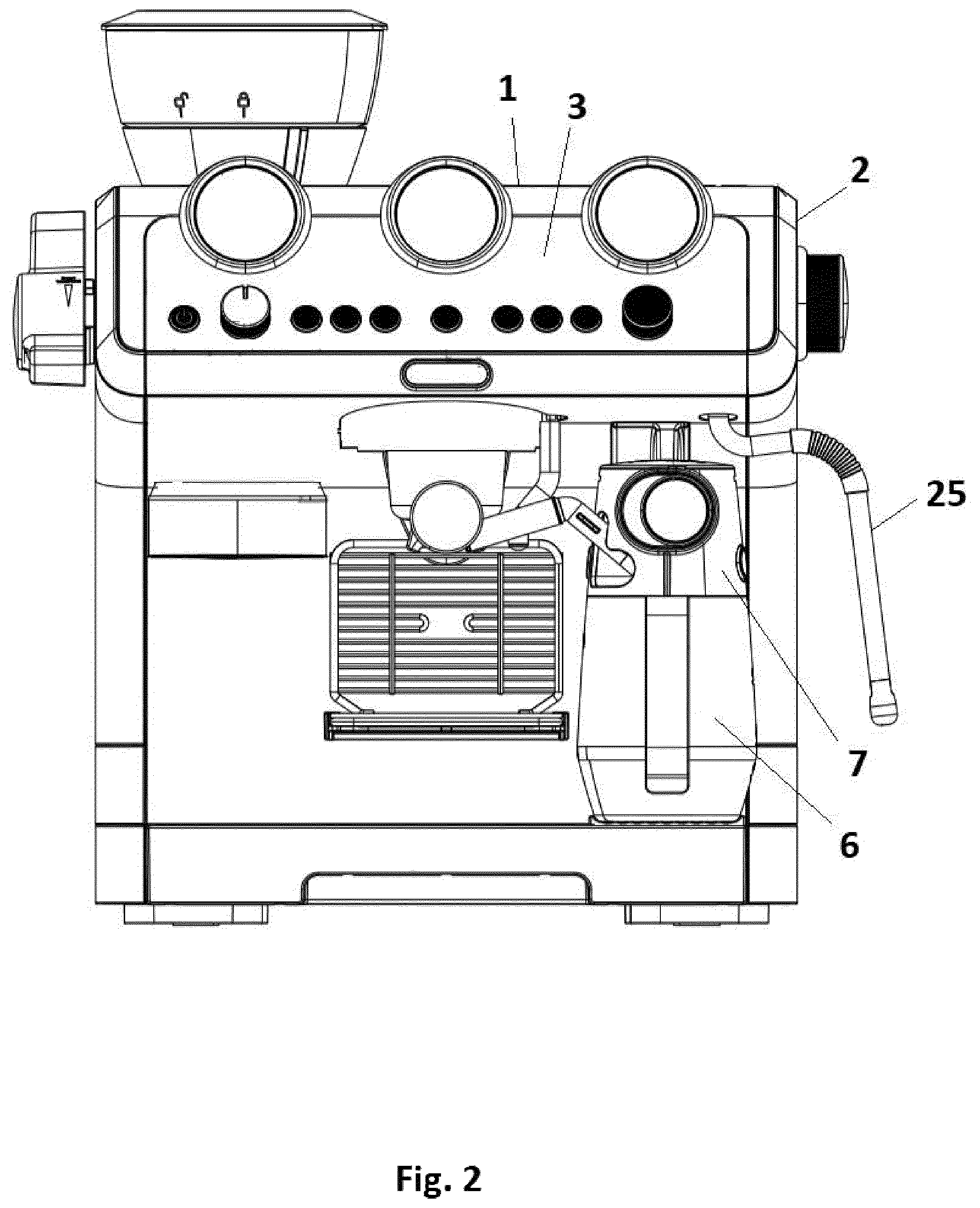 Patent US12551047 Figure 2 – Coffee machine
