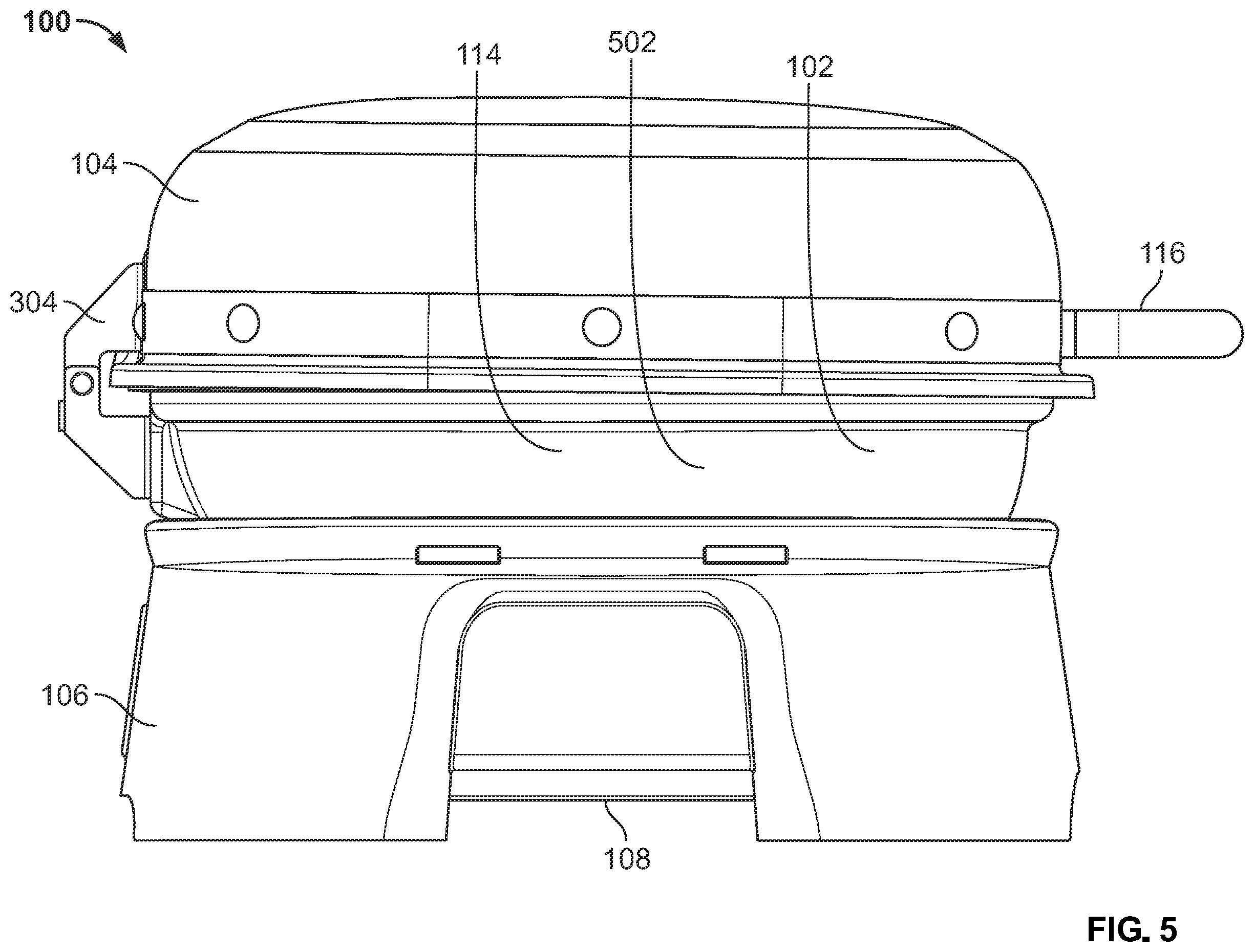 Patent US12551053 Figure 5 – Portable grills having reversible steam tray assemblies