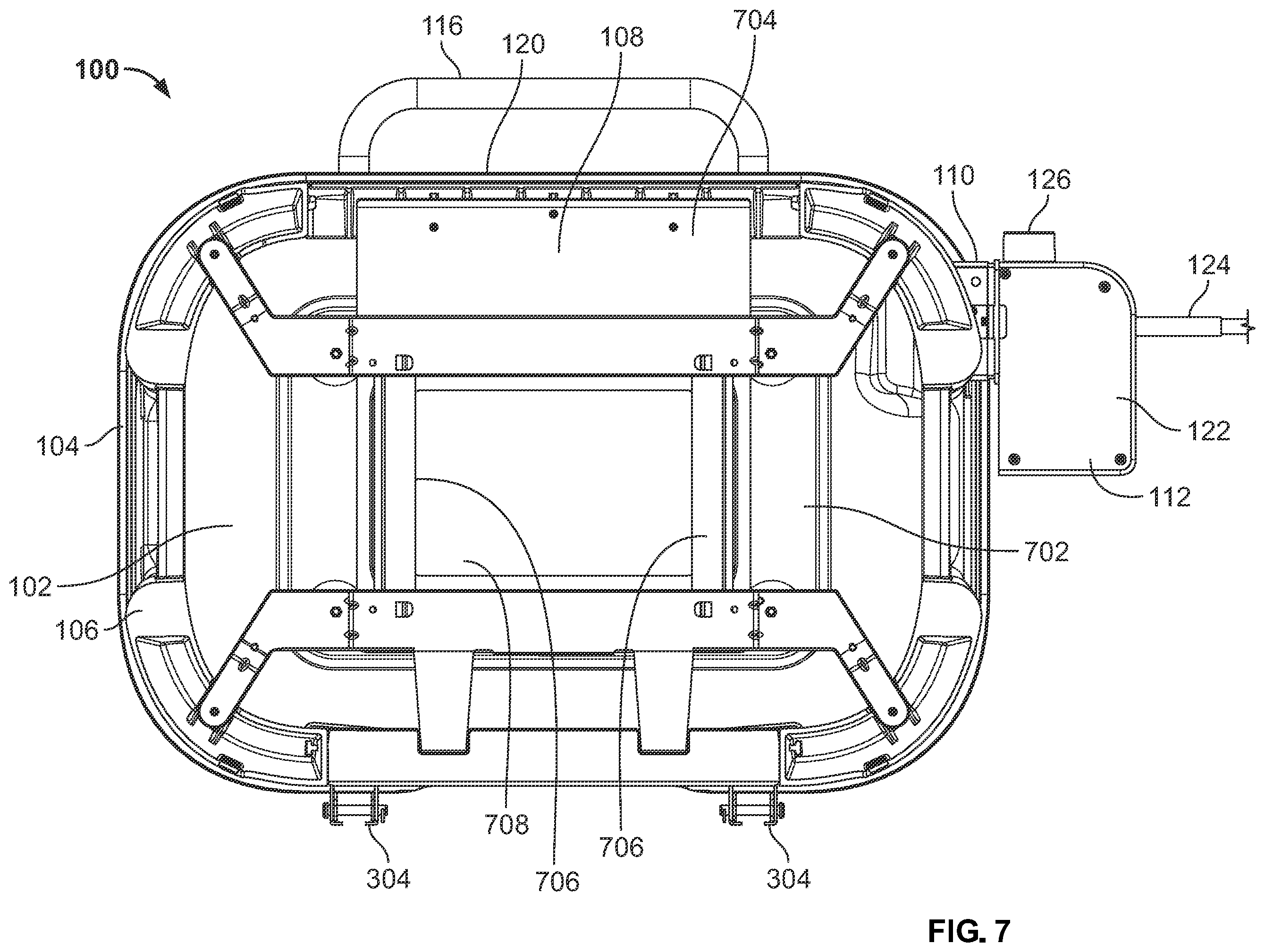 Patent US12551053 Figure 7 – Portable grills having reversible steam tray assemblies