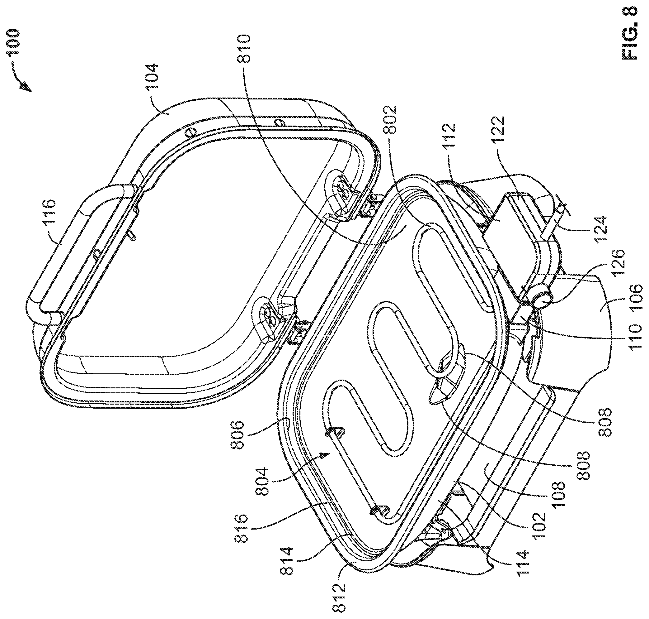 Patent US12551053 Figure 8 – Portable grills having reversible steam tray assemblies