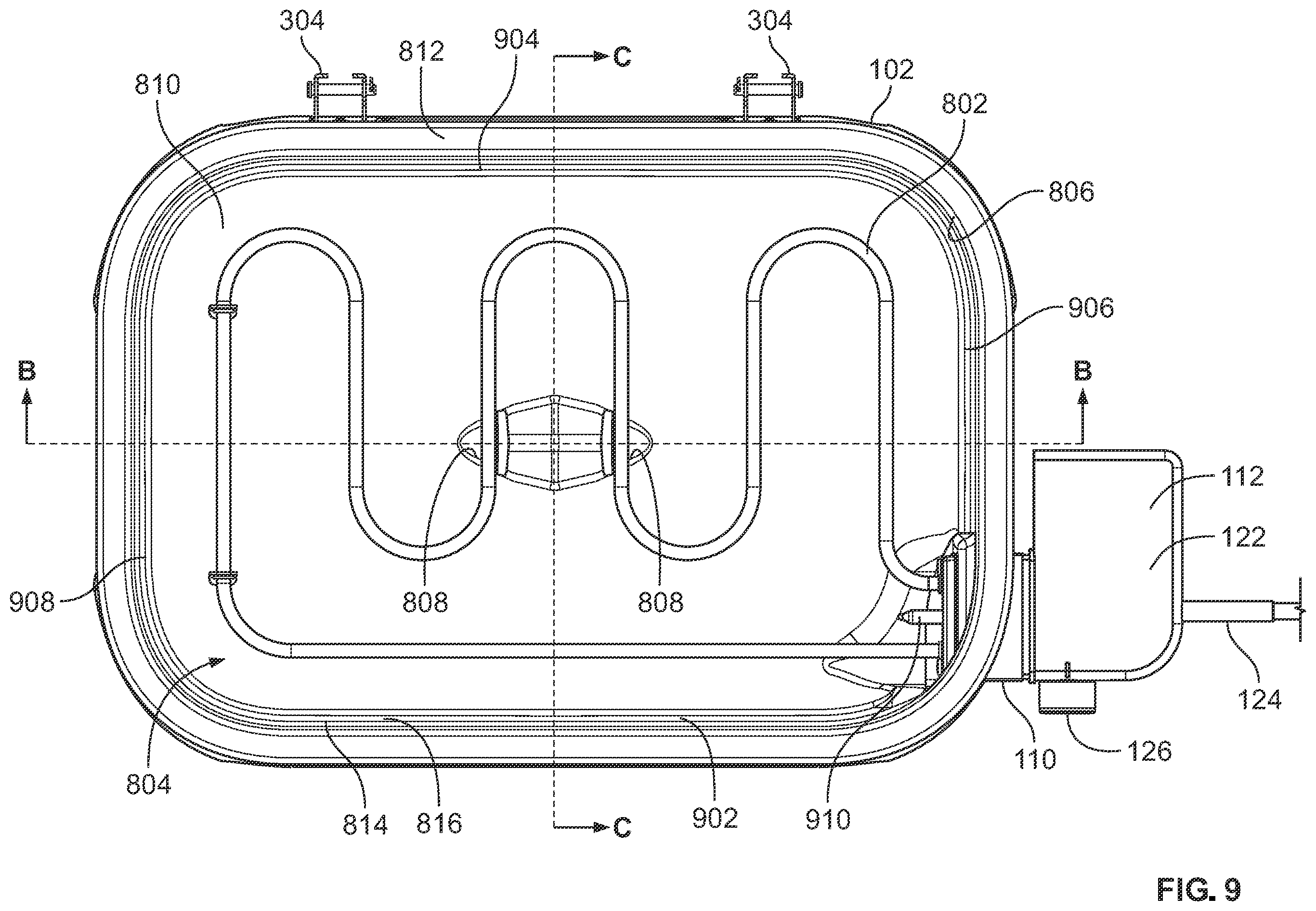 Patent US12551053 Figure 9 – Portable grills having reversible steam tray assemblies