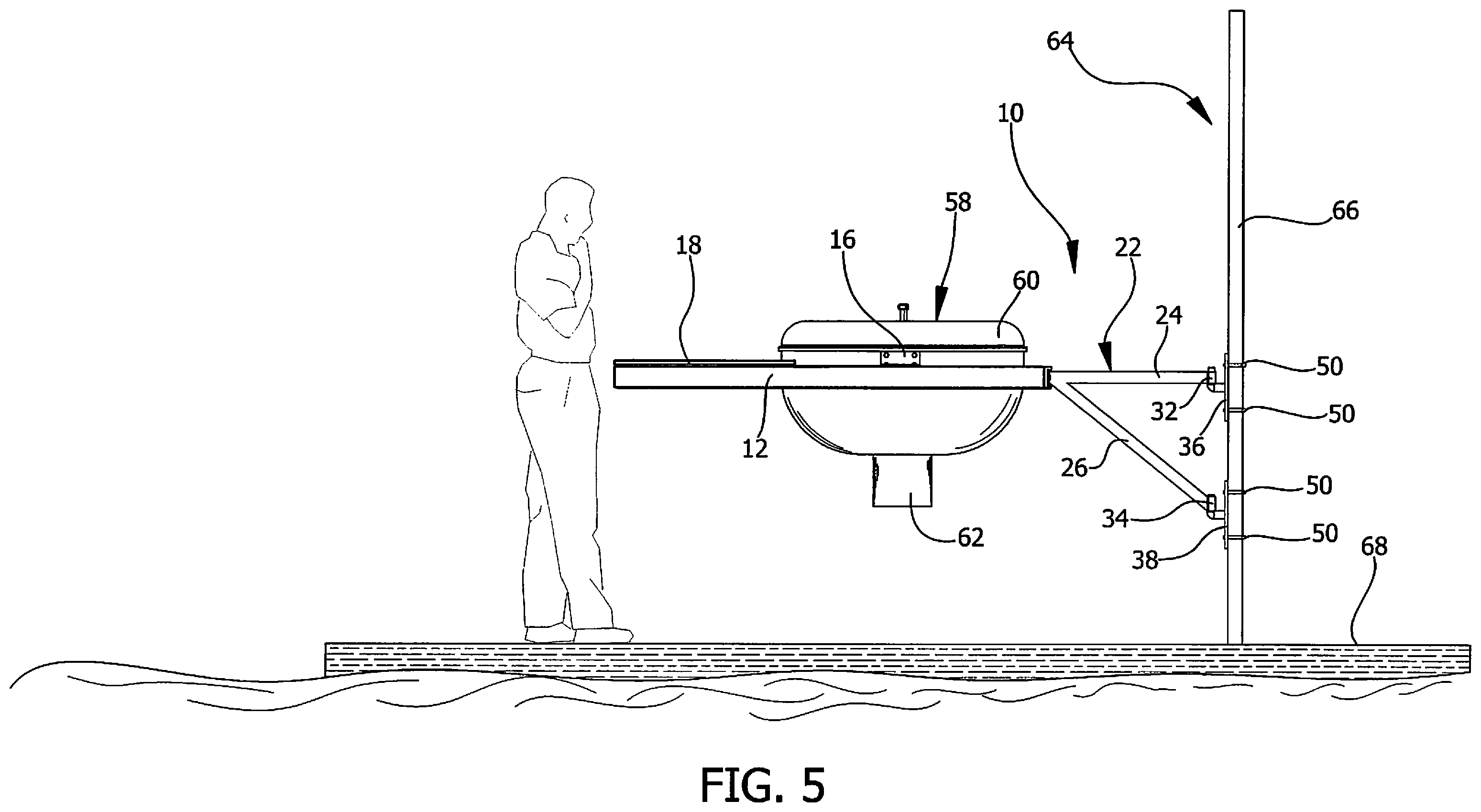 Patent US12551054 Figure 5 – Grill mounting apparatus
