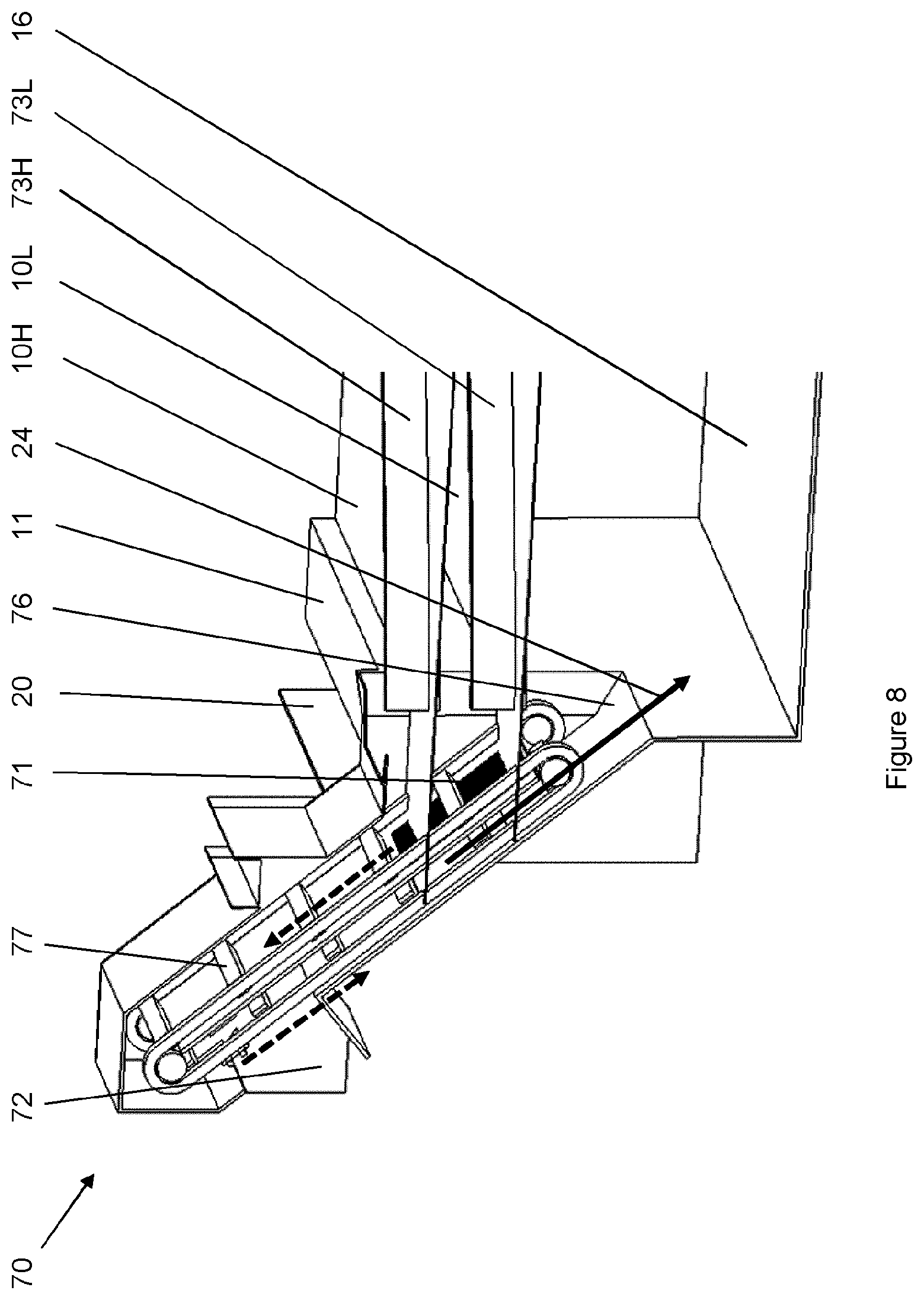 Patent US12551055 Figure 8 – Floating particles removal within a food fryer