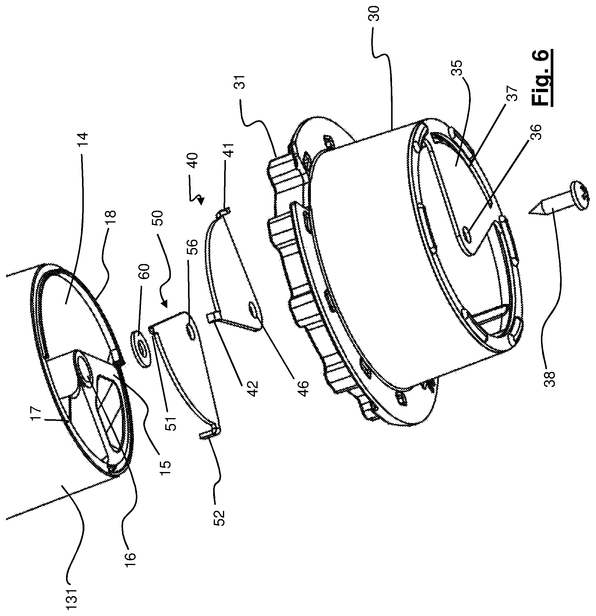 Patent US12551059 Figure 6 – Hopper for coffee grinder machine equipped with a lower closure device to save beans and coffee grinder machine equipped with this hopper