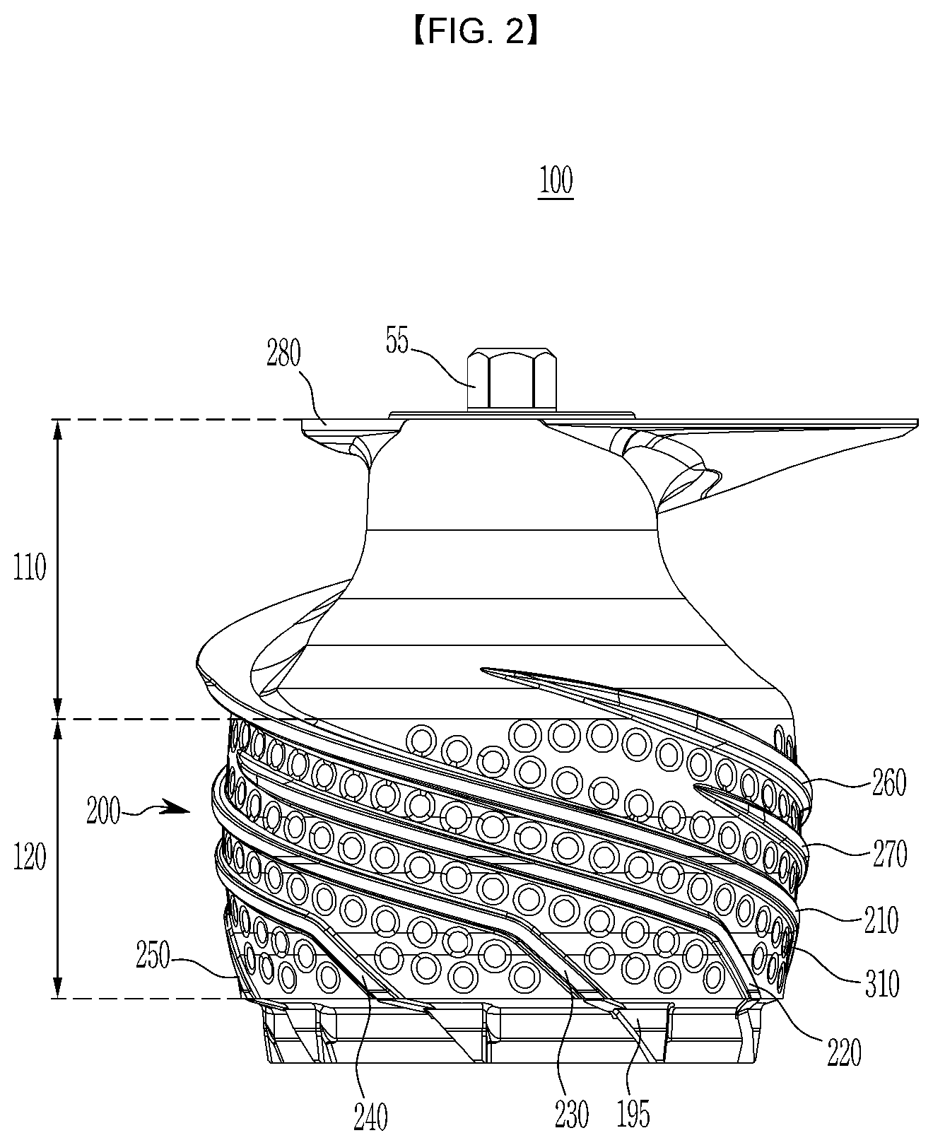 Patent US12551061 Figure 2 – Juice extractor screw and juice extractor