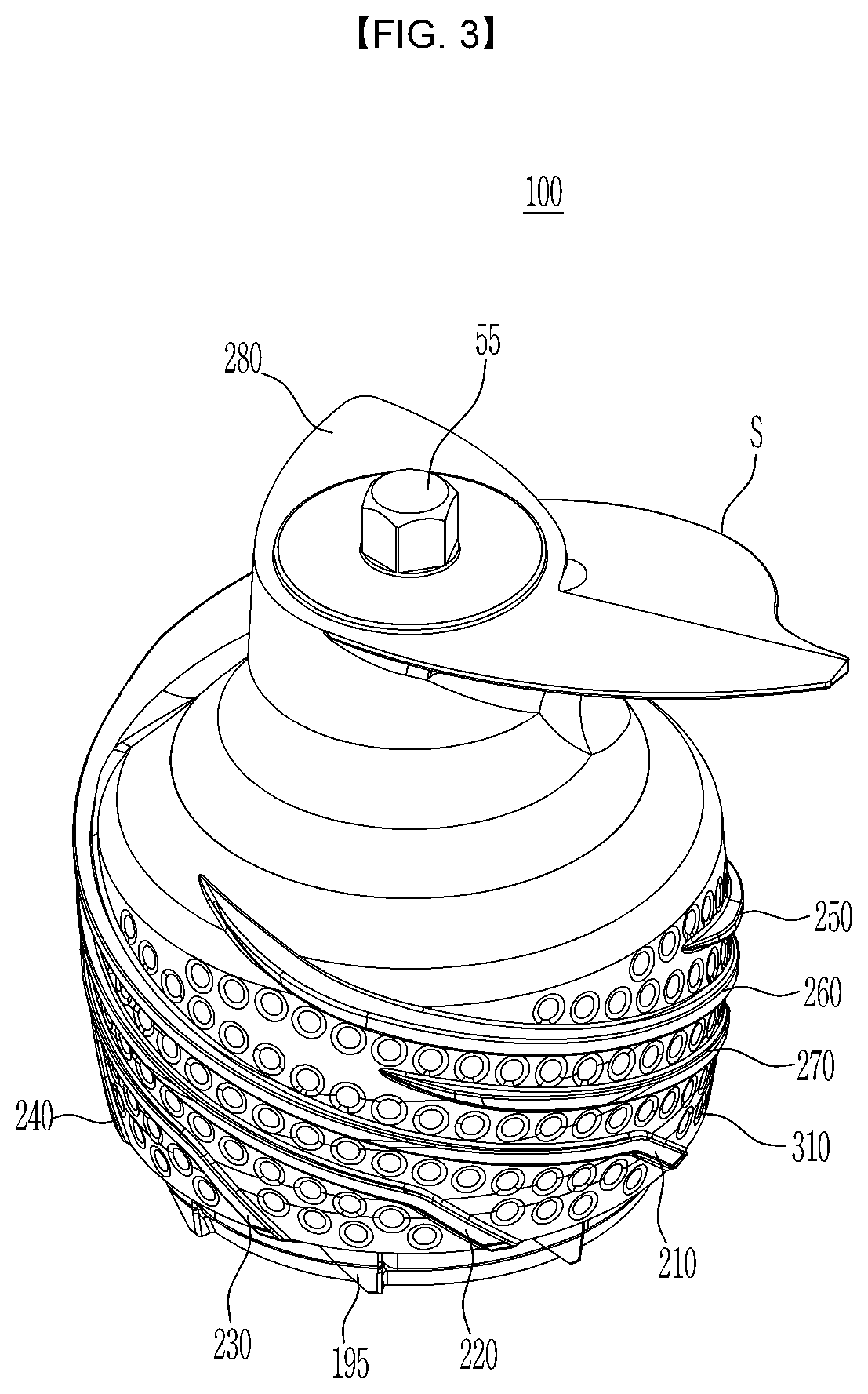 Patent US12551061 Figure 3 – Juice extractor screw and juice extractor