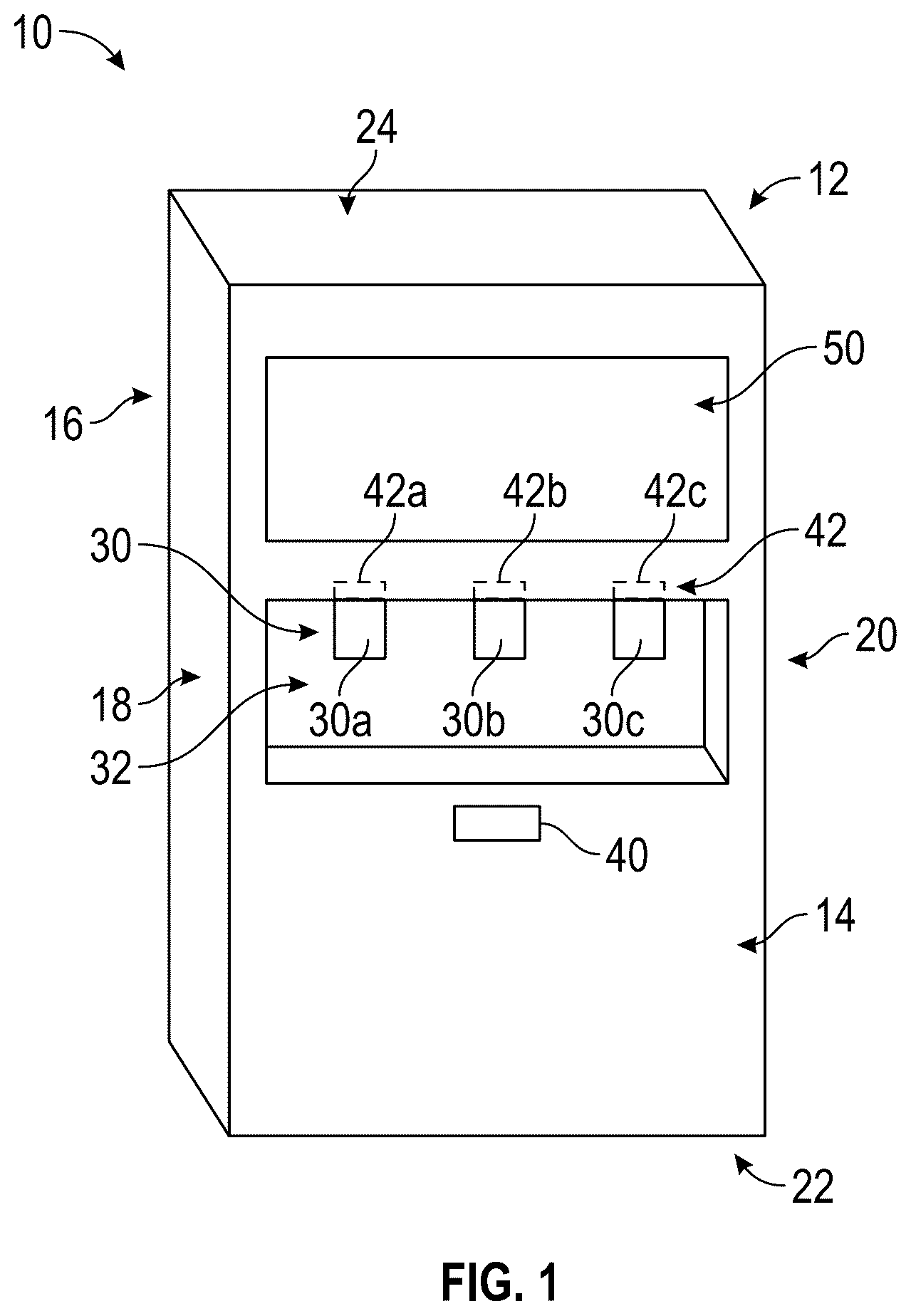 Patent US12551064 Figure 1 – Touchless food dispenser