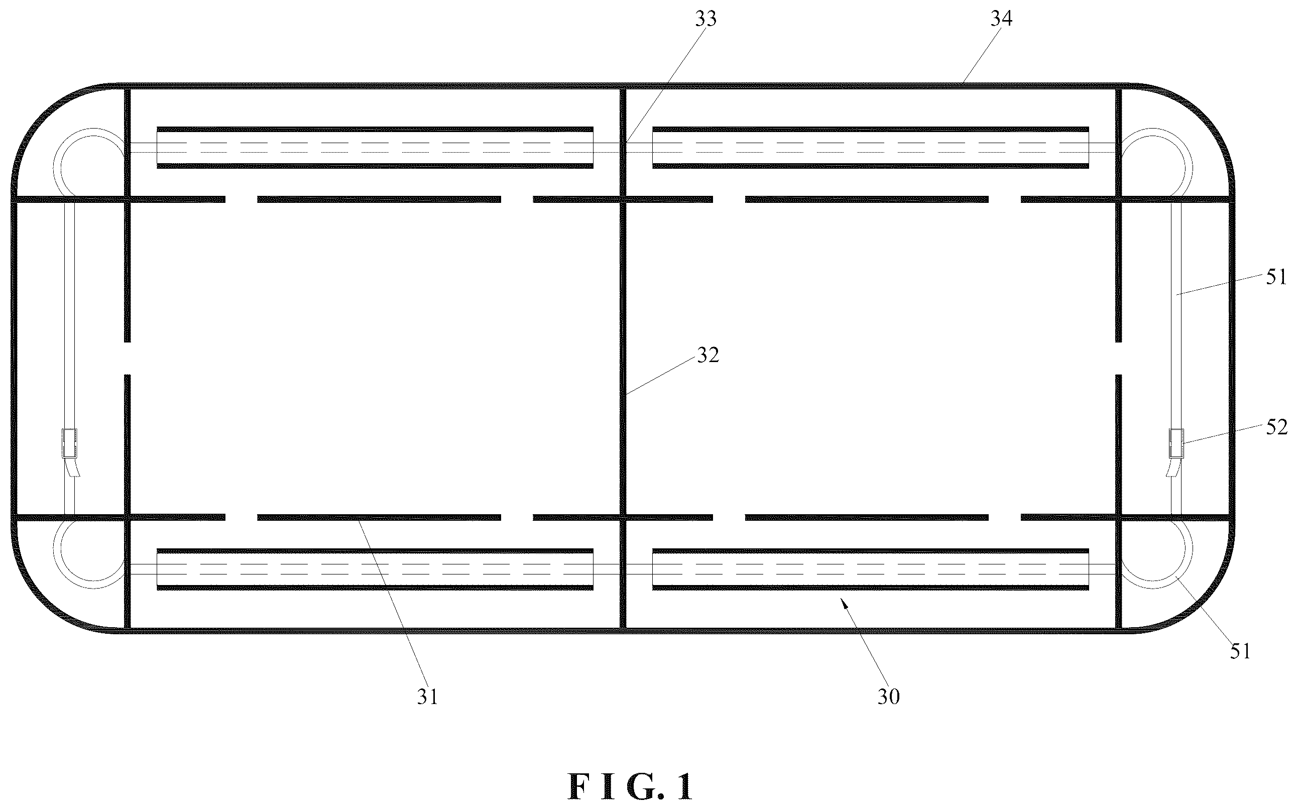 Patent US12551065 Figure 1 – Mobile foldable shower mattress