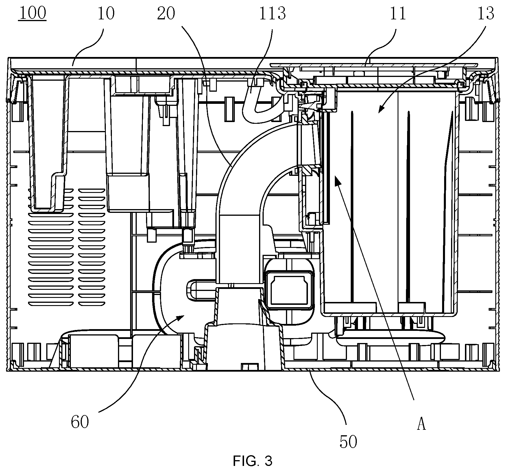Patent US12551070 Figure 3 – Dust collecting device, cleaning base station and robot cleaning system