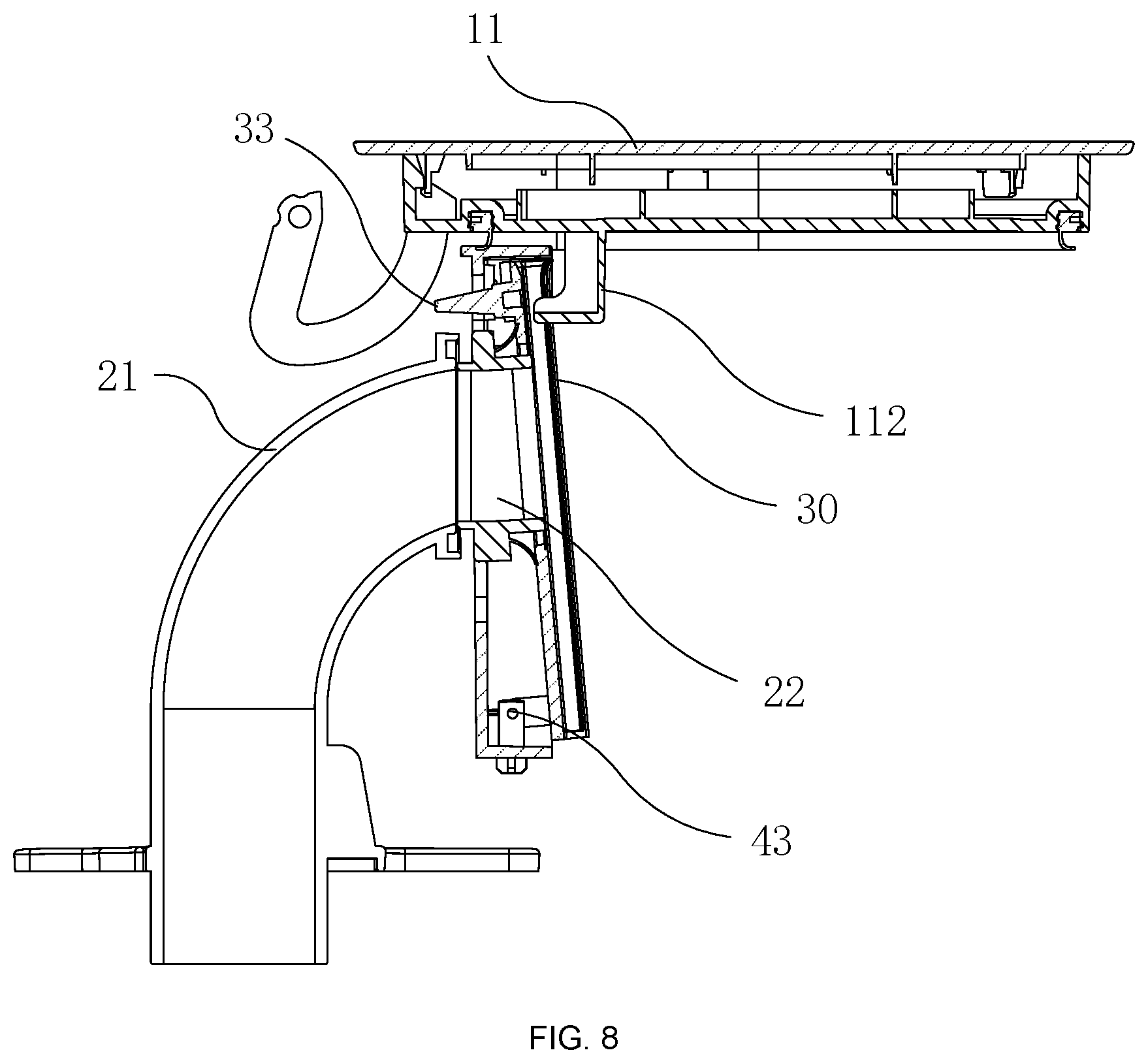 Patent US12551070 Figure 8 – Dust collecting device, cleaning base station and robot cleaning system