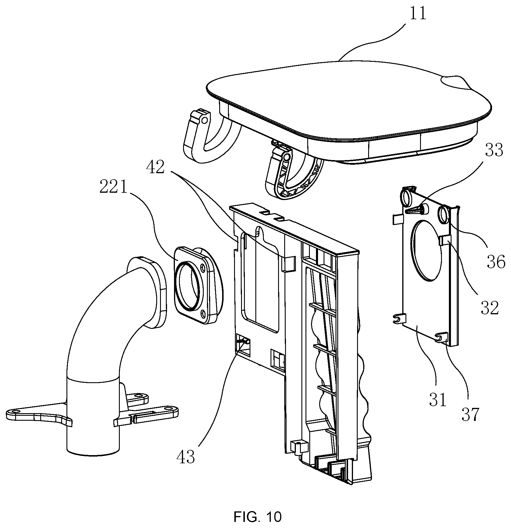 Patent US12551070 Figure 10 – Dust collecting device, cleaning base station and robot cleaning system