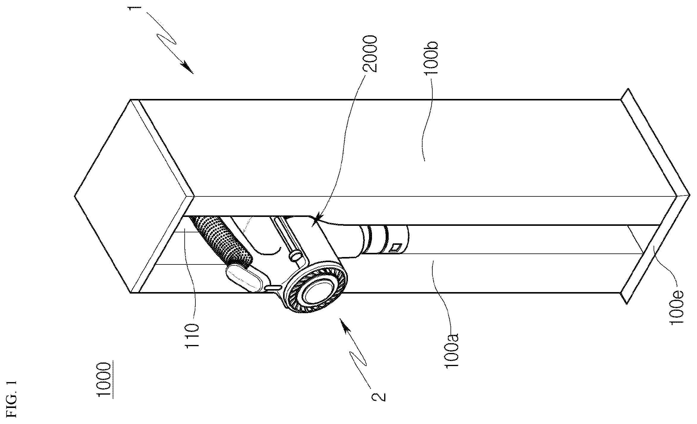 Patent US12551071 Figure 1 – Cleaner system