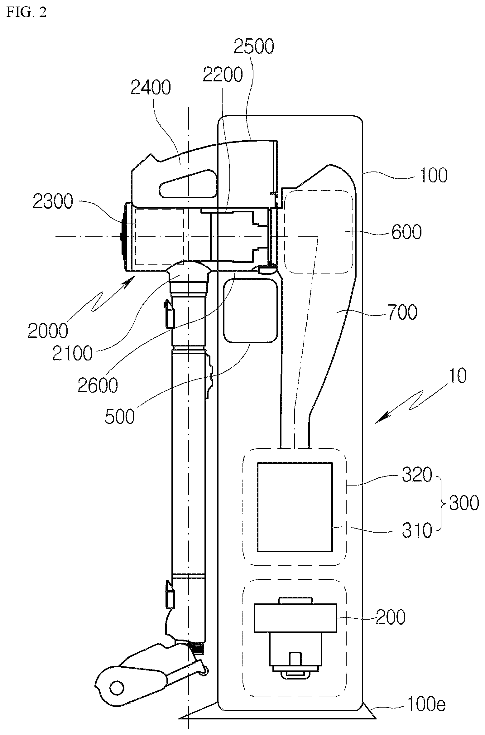 Patent US12551071 Figure 2 – Cleaner system