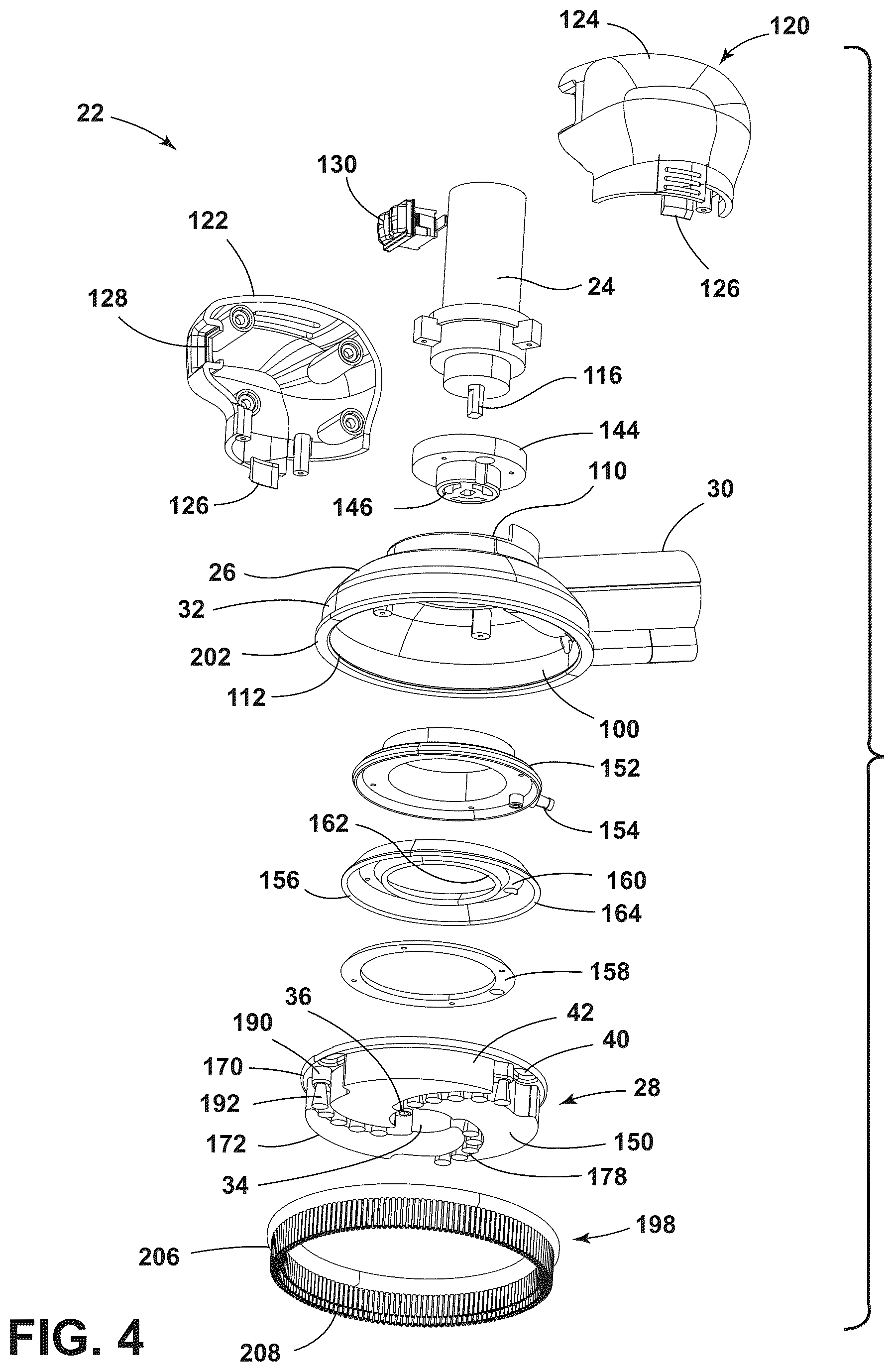 Patent US12551076 Figure 4 – Cleaning apparatus rotary scrubbing tool