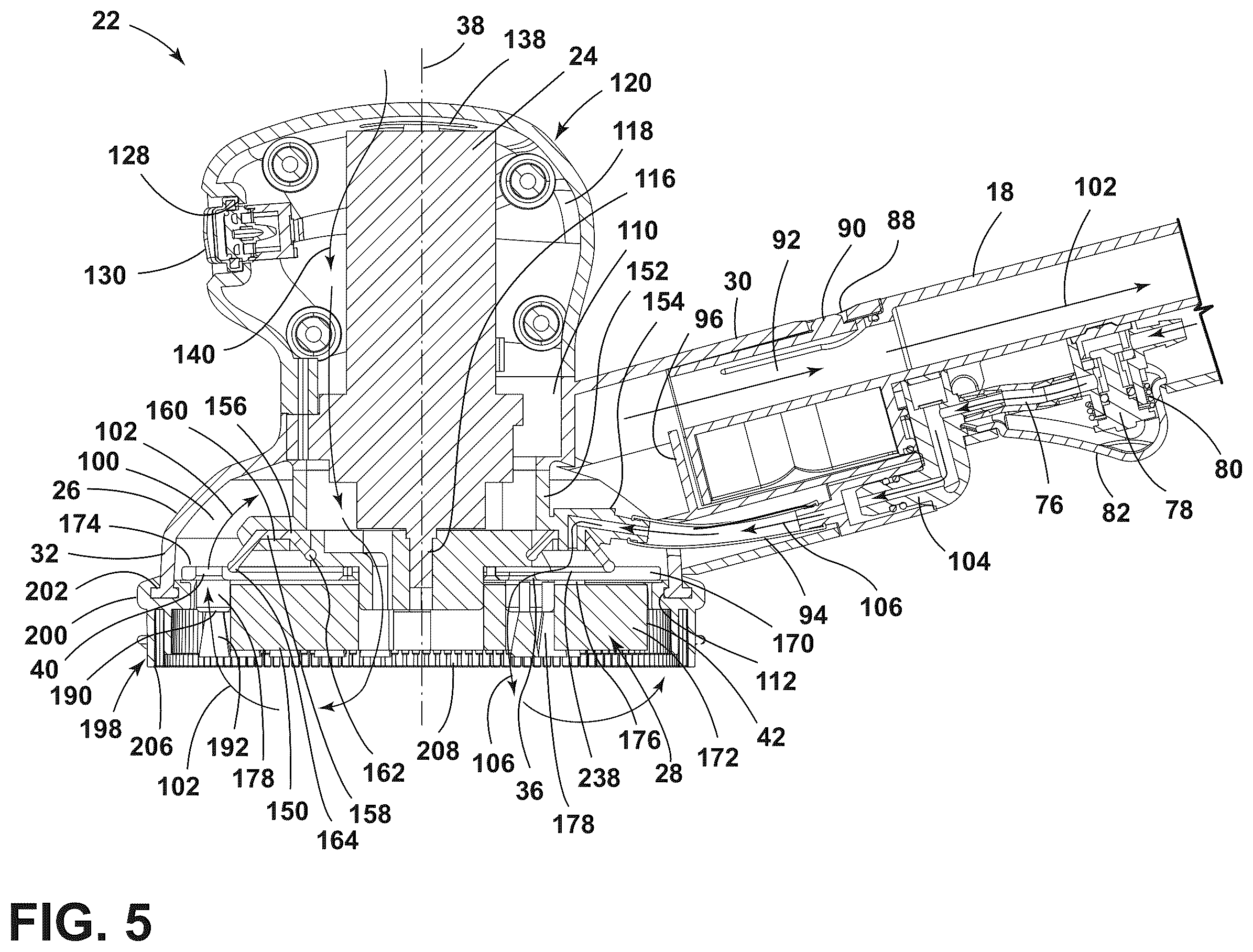 Patent US12551076 Figure 5 – Cleaning apparatus rotary scrubbing tool