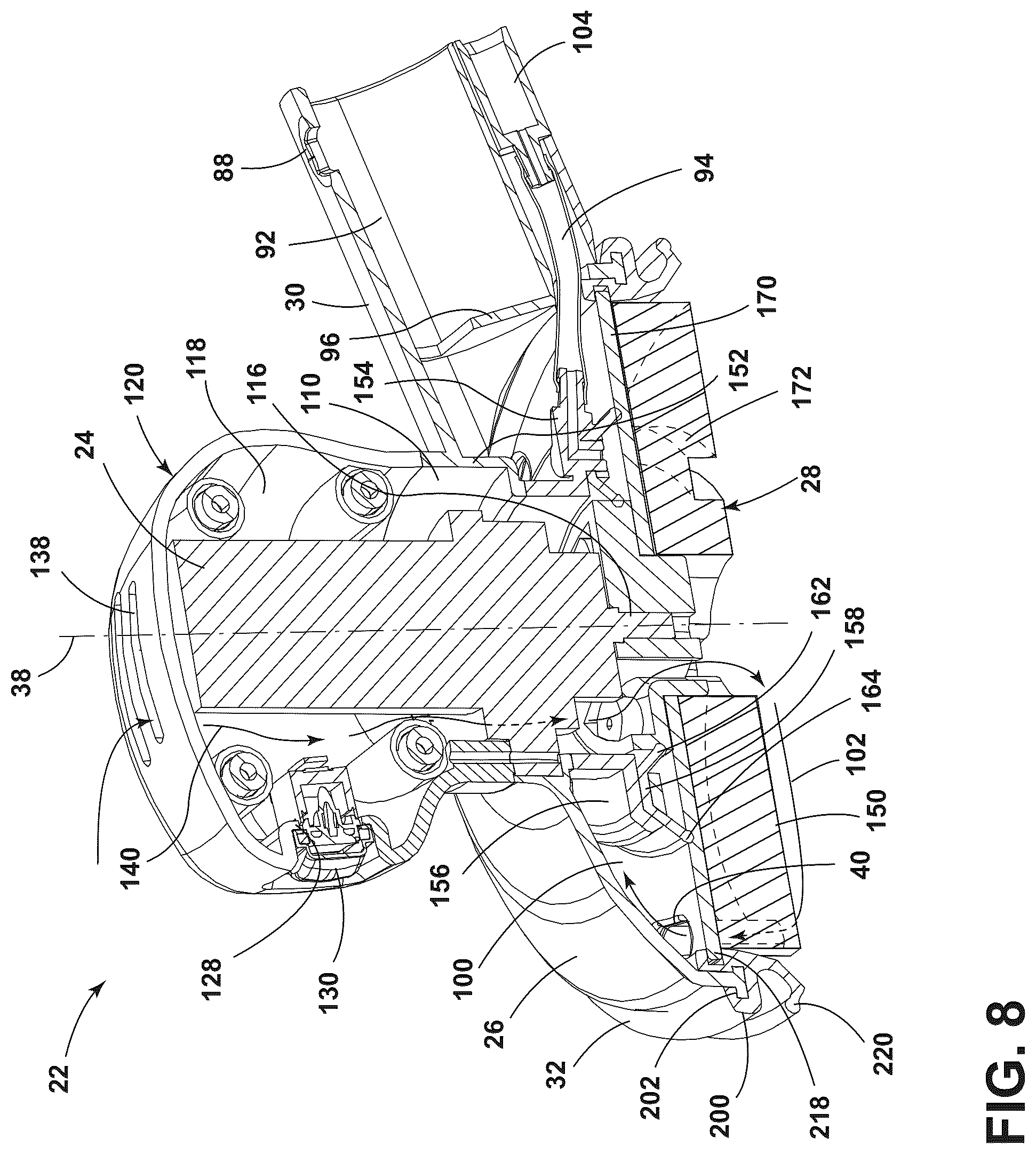 Patent US12551076 Figure 8 – Cleaning apparatus rotary scrubbing tool