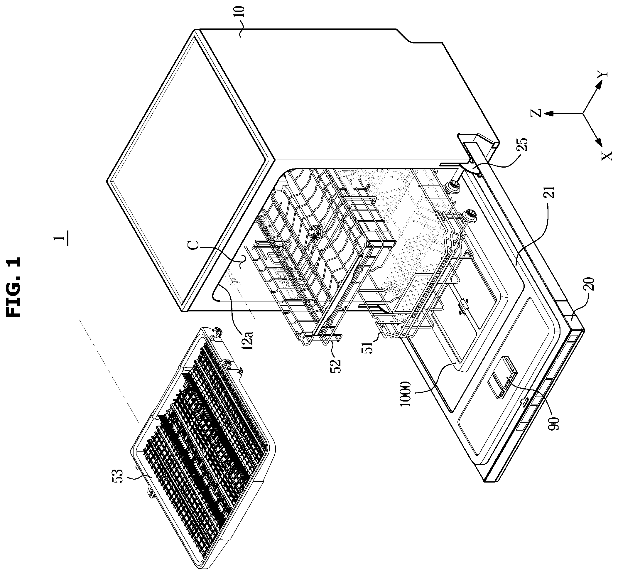 Patent US12551081 Figure 1 – Dishwasher and control method thereof