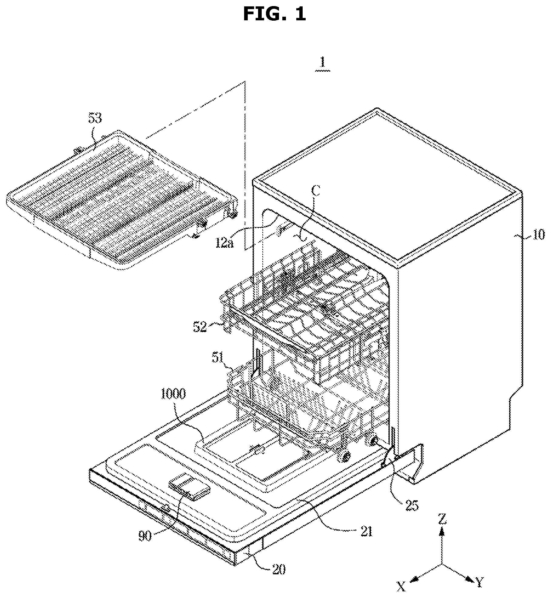 Patent US12551085 Figure 1 – Dishwasher