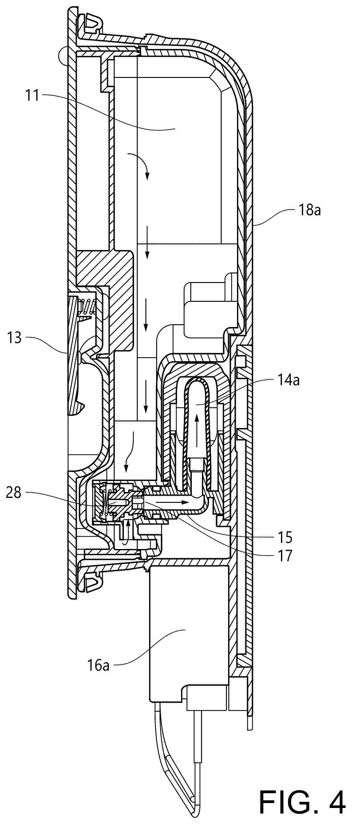 Patent US12551086 Figure 5 – Dishwasher detergent dispenser arrangement