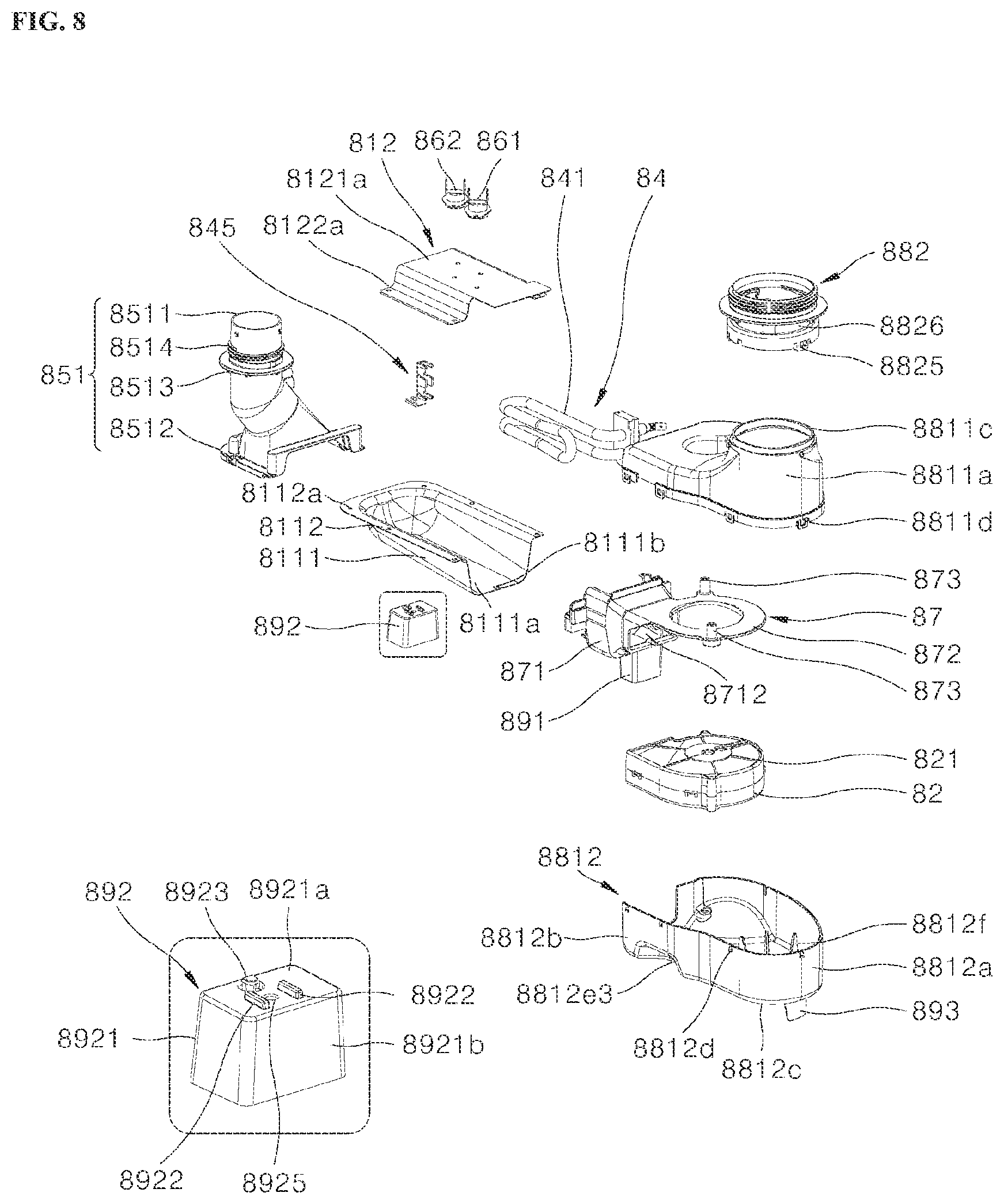 Patent US12551087 Figure 8 – Dishwasher