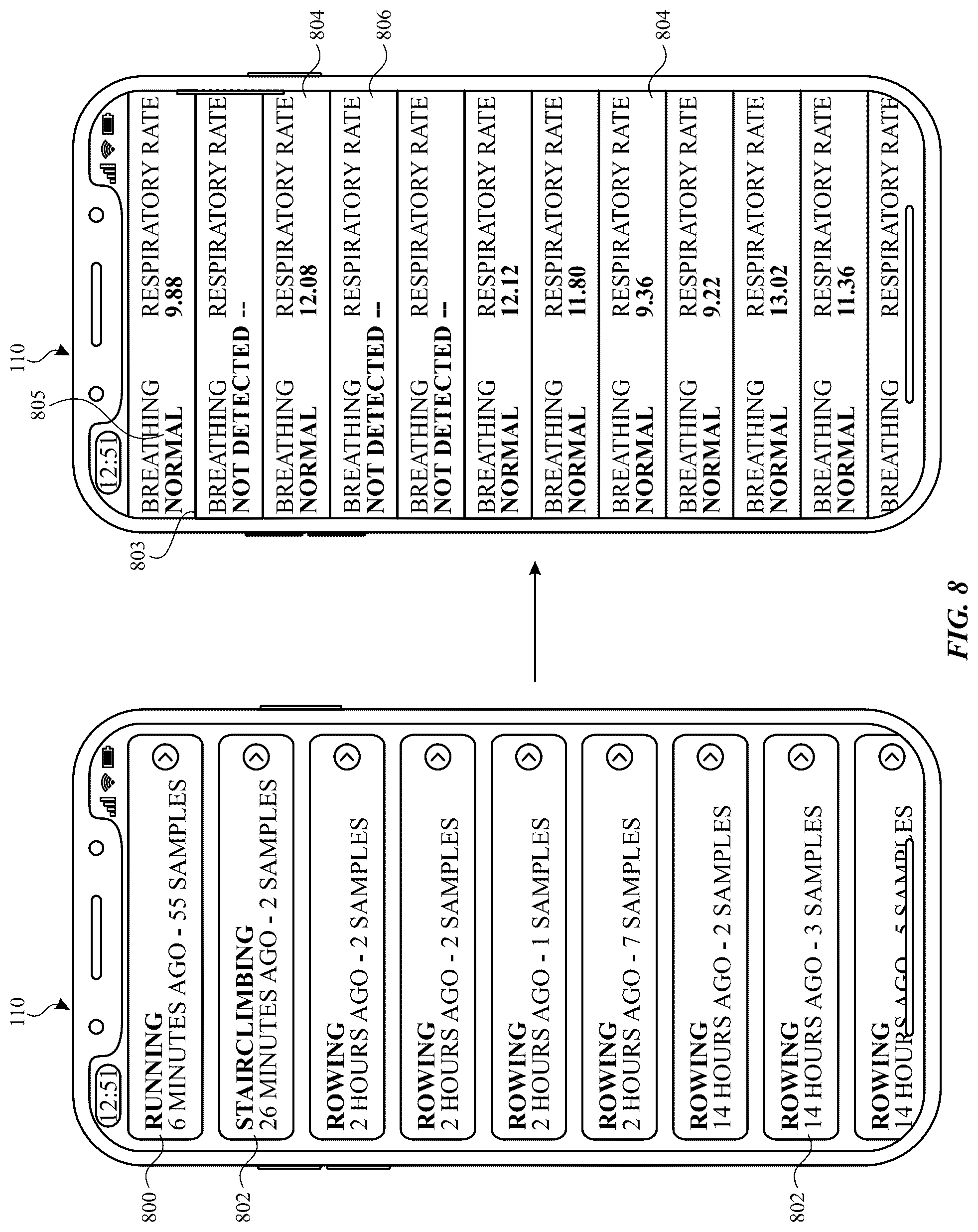 Patent US12551113 Figure 8 – Audio detection and monitoring of respiration