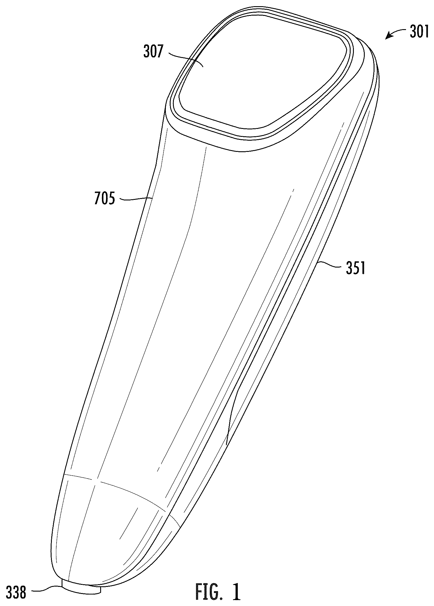 Patent US12551144 Figure 1 – Handheld oximeter with display of real-time and average measurement determination