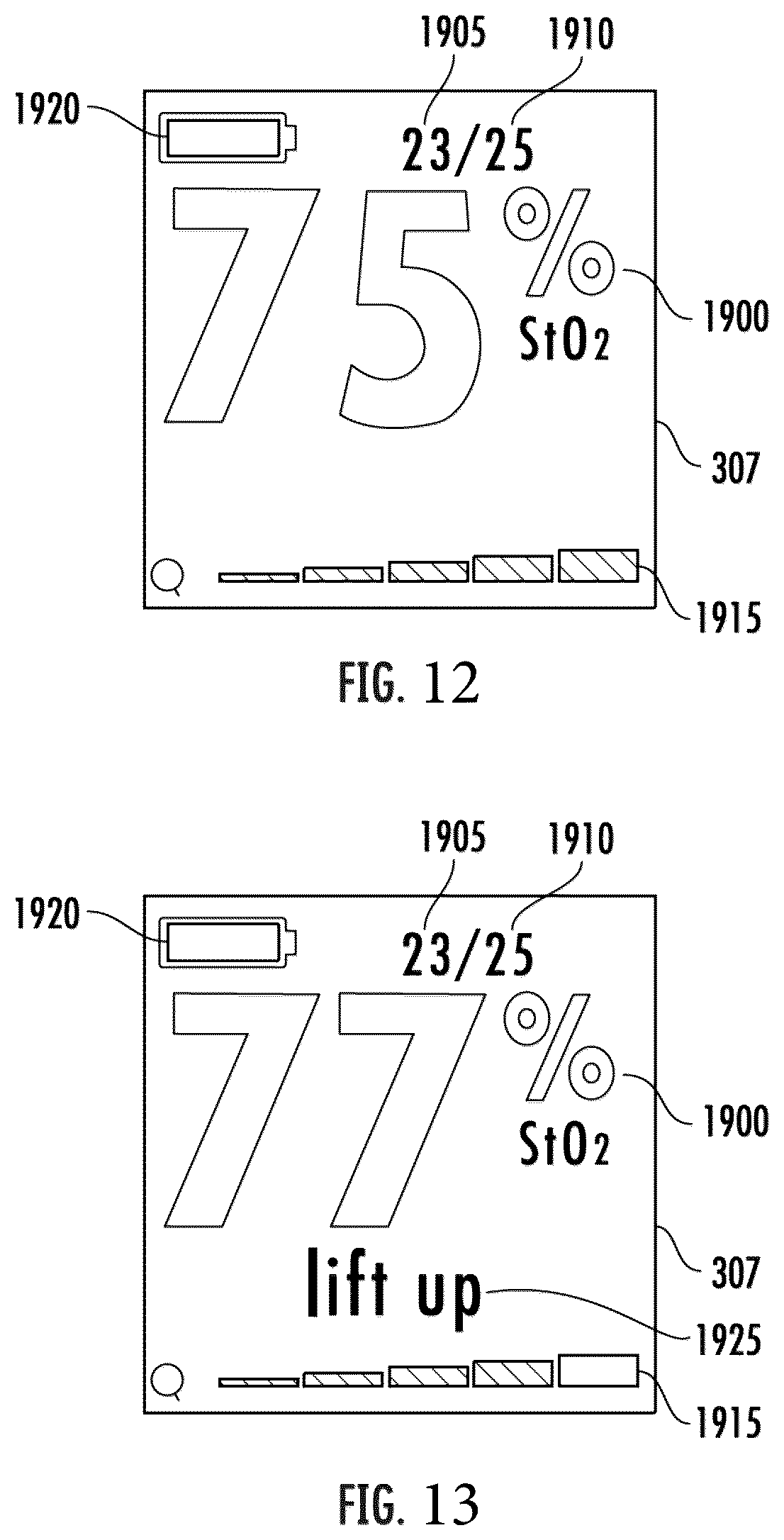 Patent US12551144 Figure 12 – Handheld oximeter with display of real-time and average measurement determination