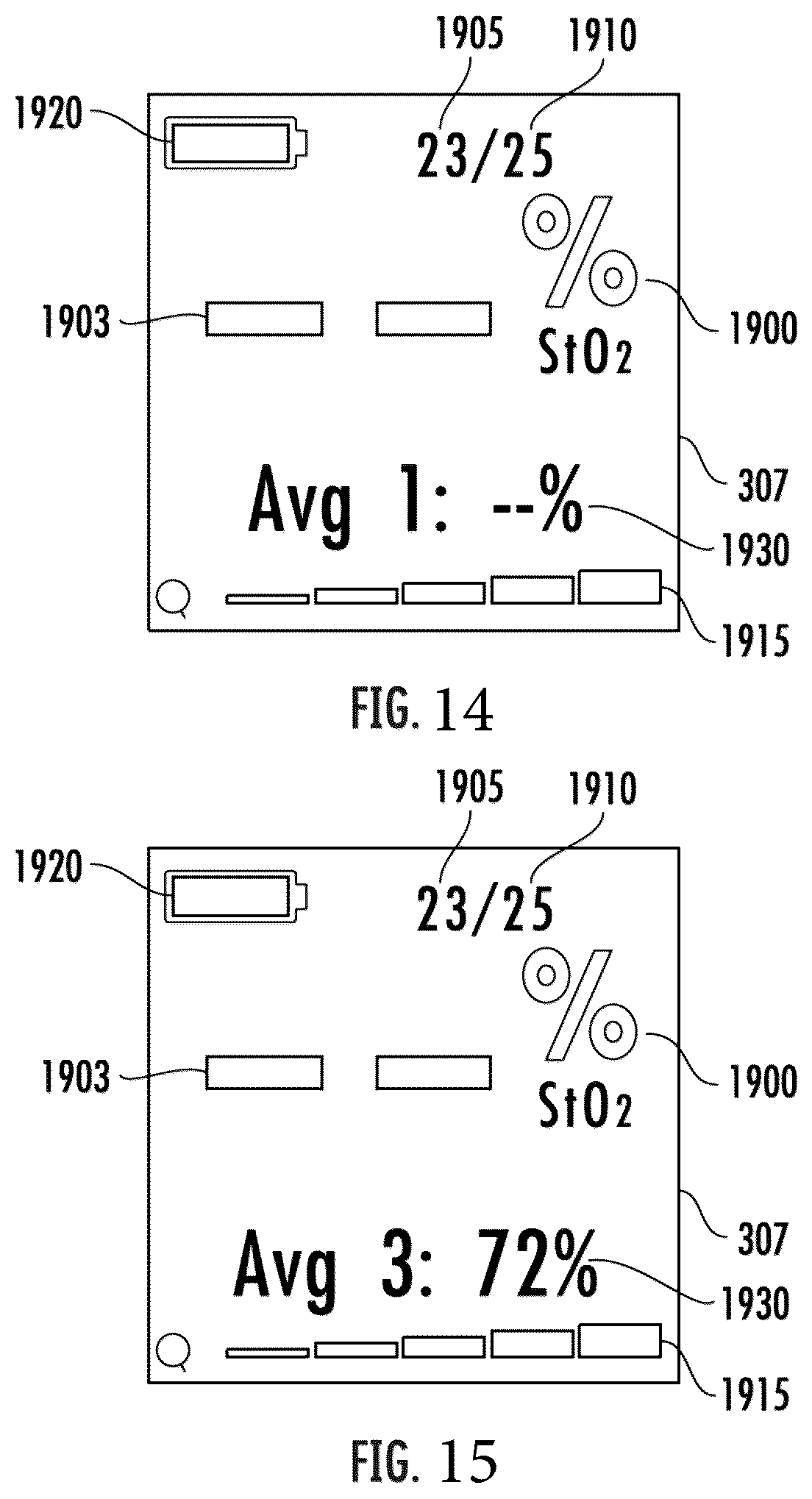 Patent US12551144 Figure 13 – Handheld oximeter with display of real-time and average measurement determination