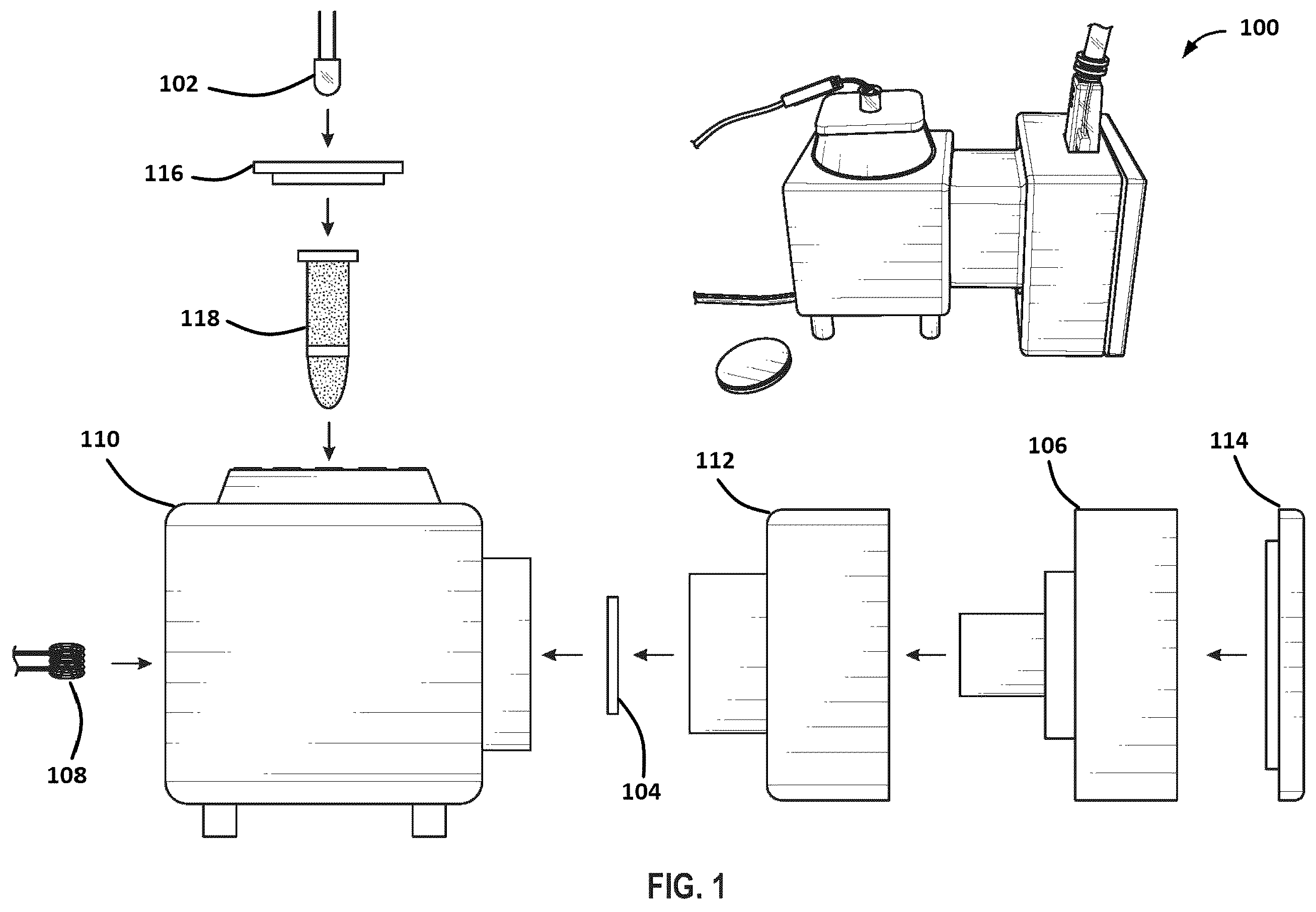 Patent US12551149 Figure 1 – Sample-to-answer diagnostic system for the detection of circulating histones in whole blood
