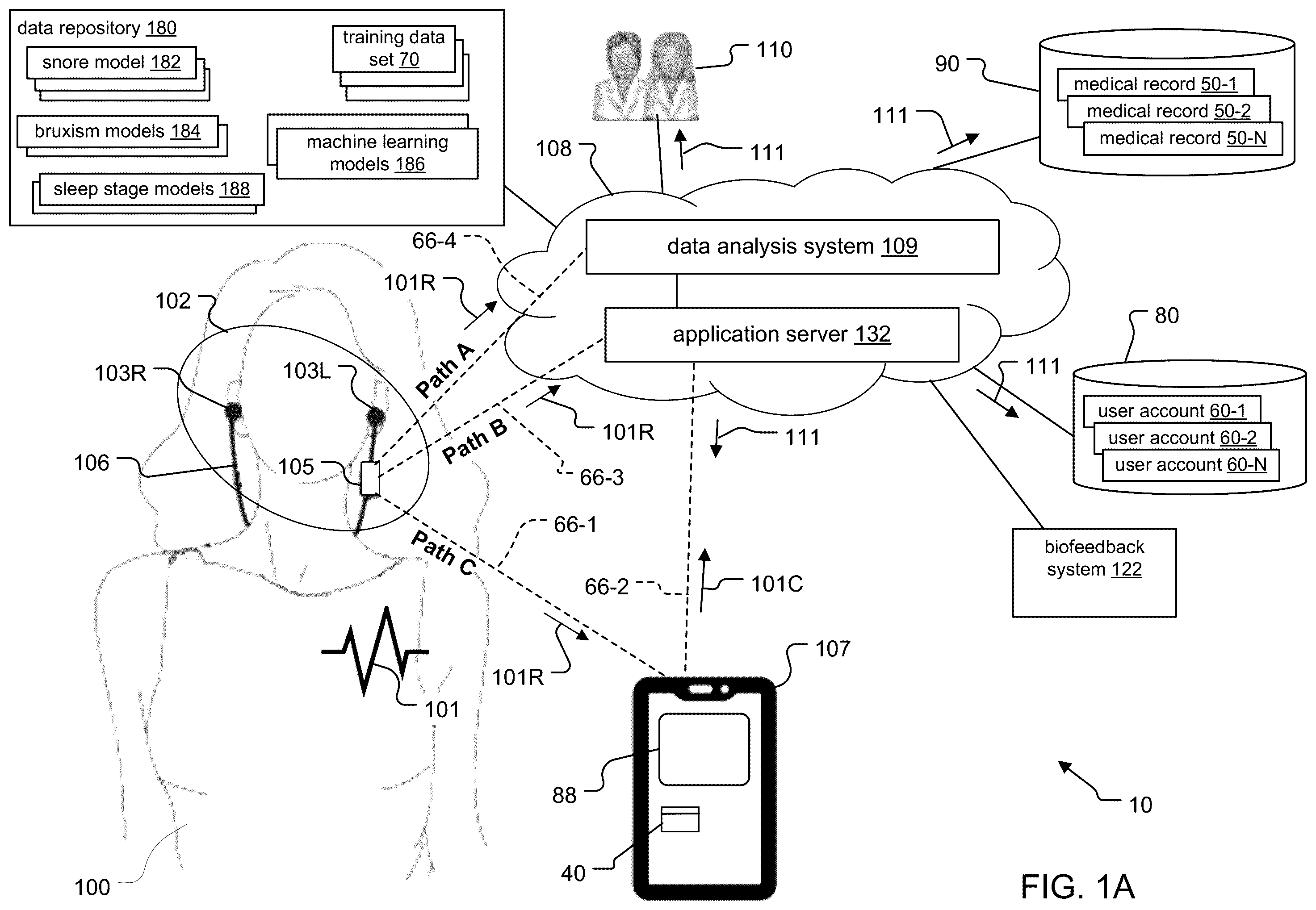 Patent US12551163 Figure 1 – System and method for noninvasive sleep monitoring and reporting