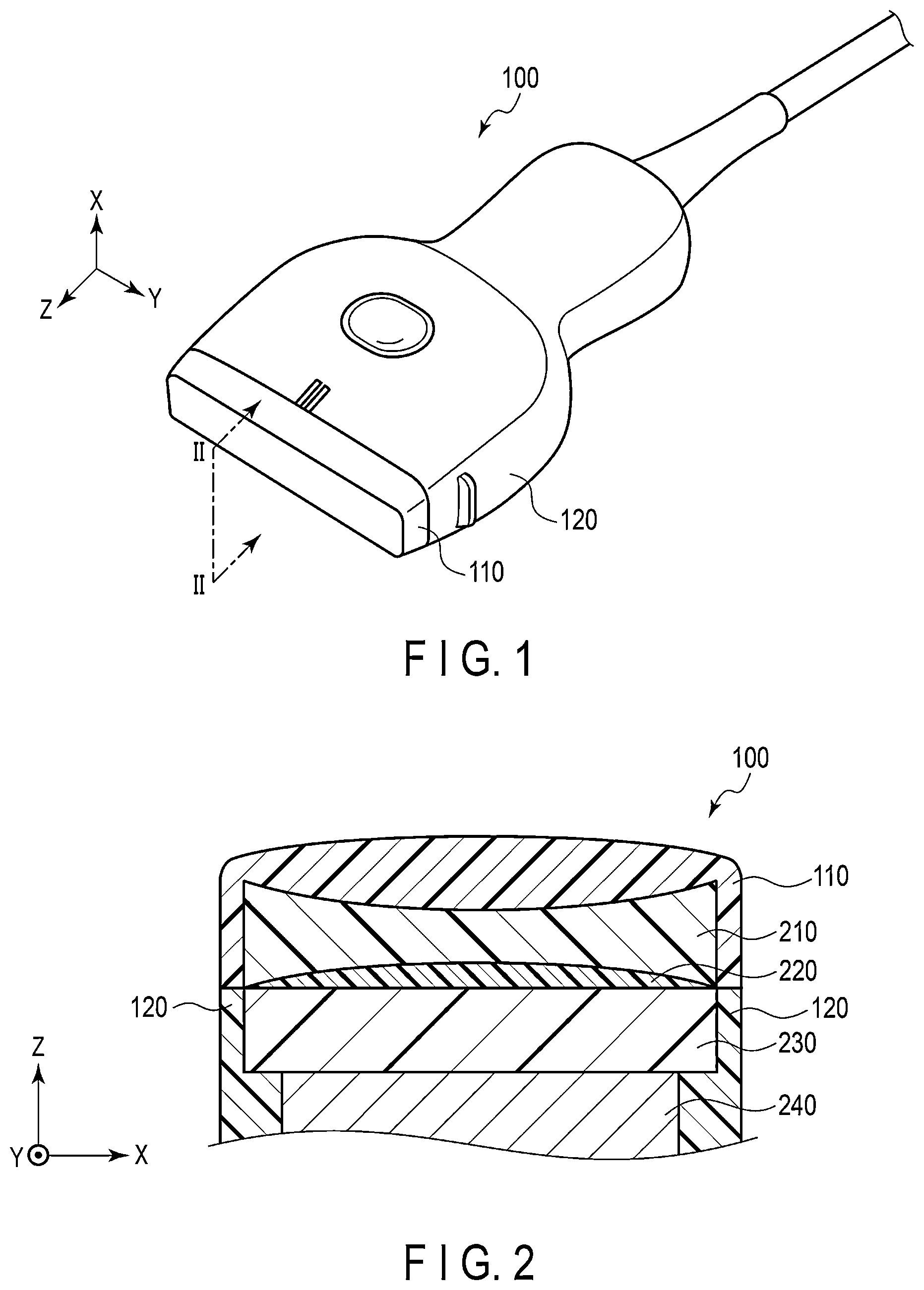 Patent US12551190 Figure 1 – Ultrasonic probe