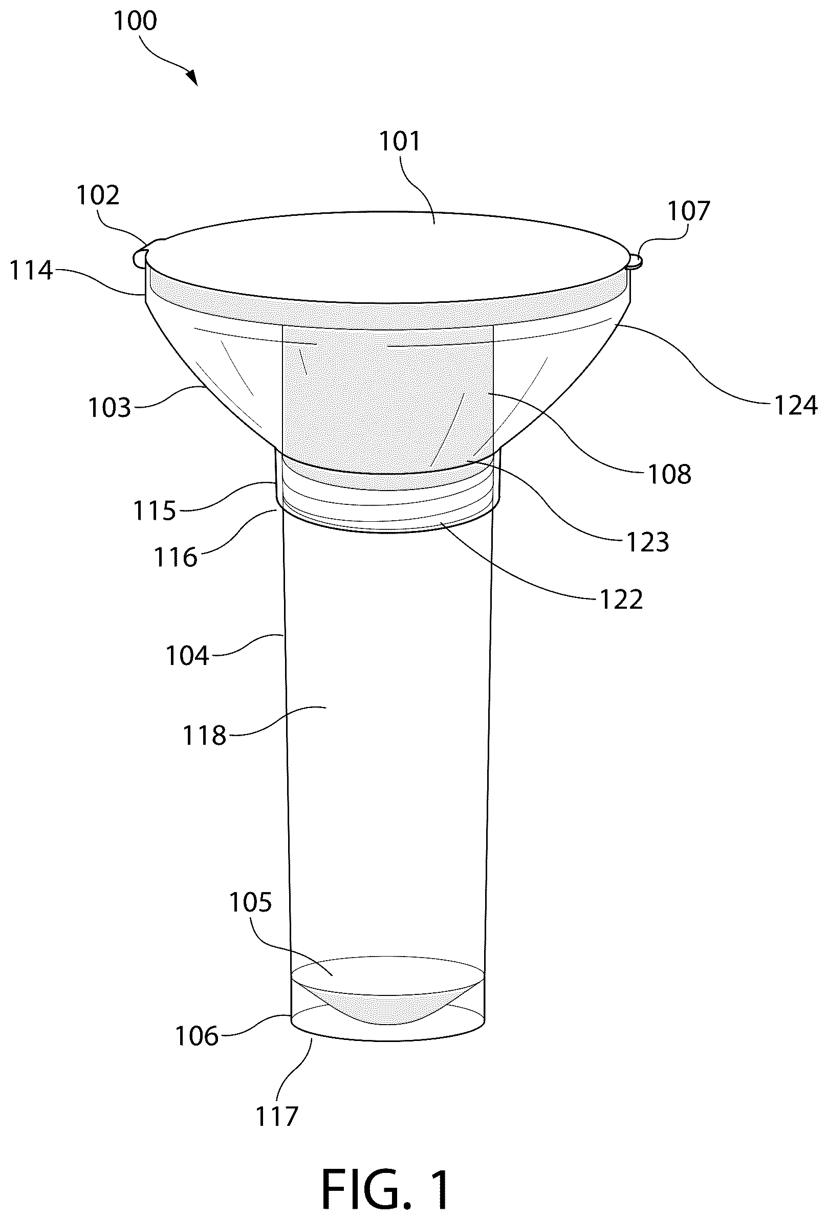 Patent US12551199 Figure 1 – Fluid collection device