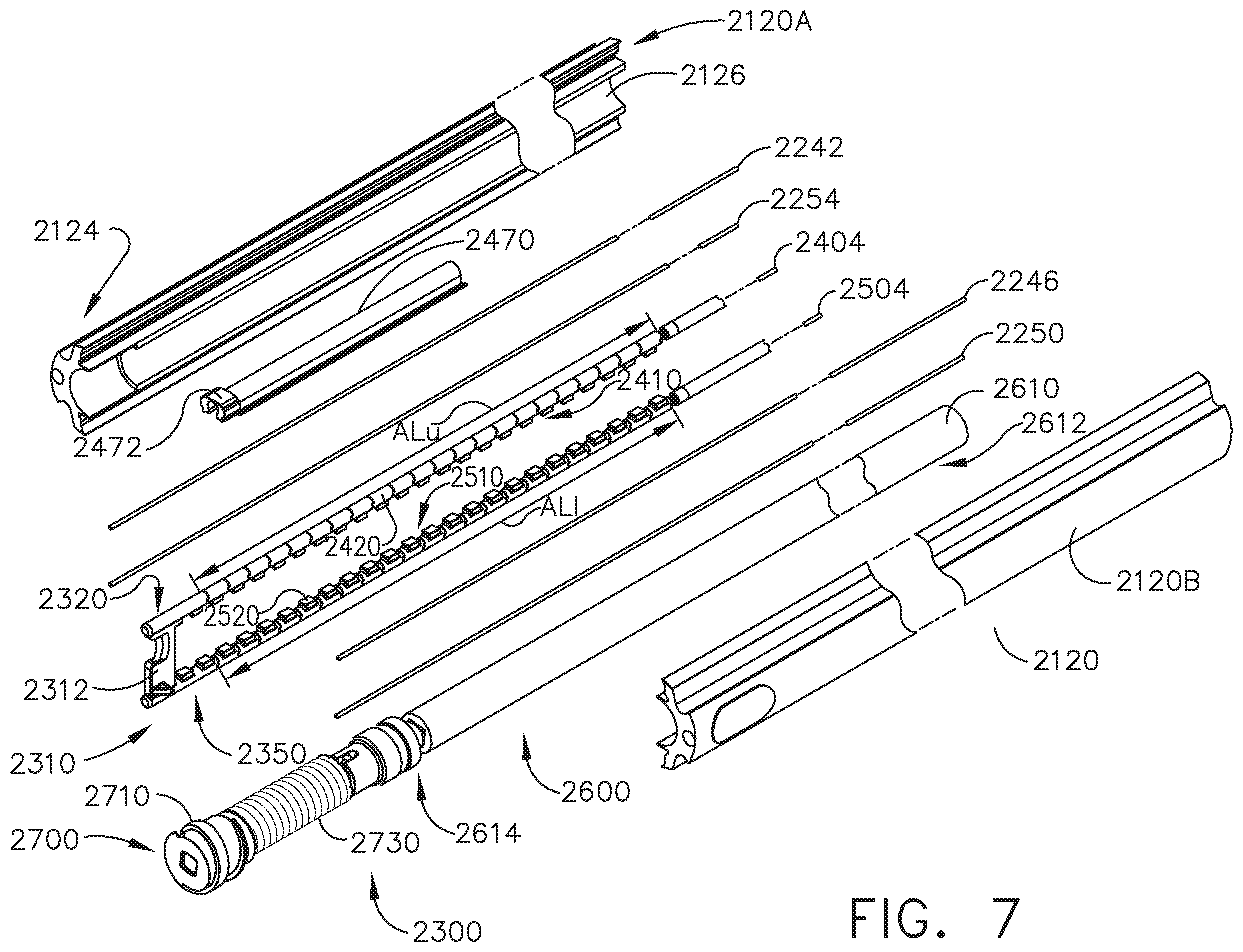 Patent US12551214 Figure 7 – Surgical instruments with differential articulation joint arrangements for accommodating flexible actuators