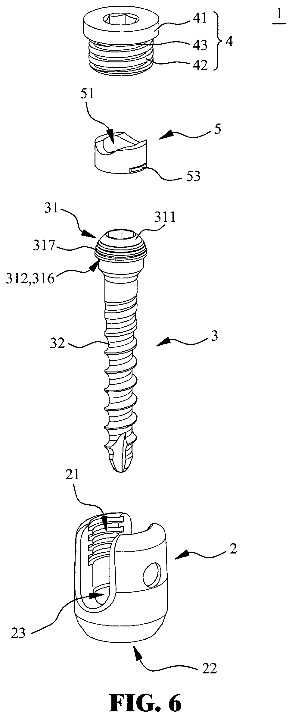 Patent US12551244 Figure 4 – Pedicle screw switchable between monoaxial mode and polyaxial mode