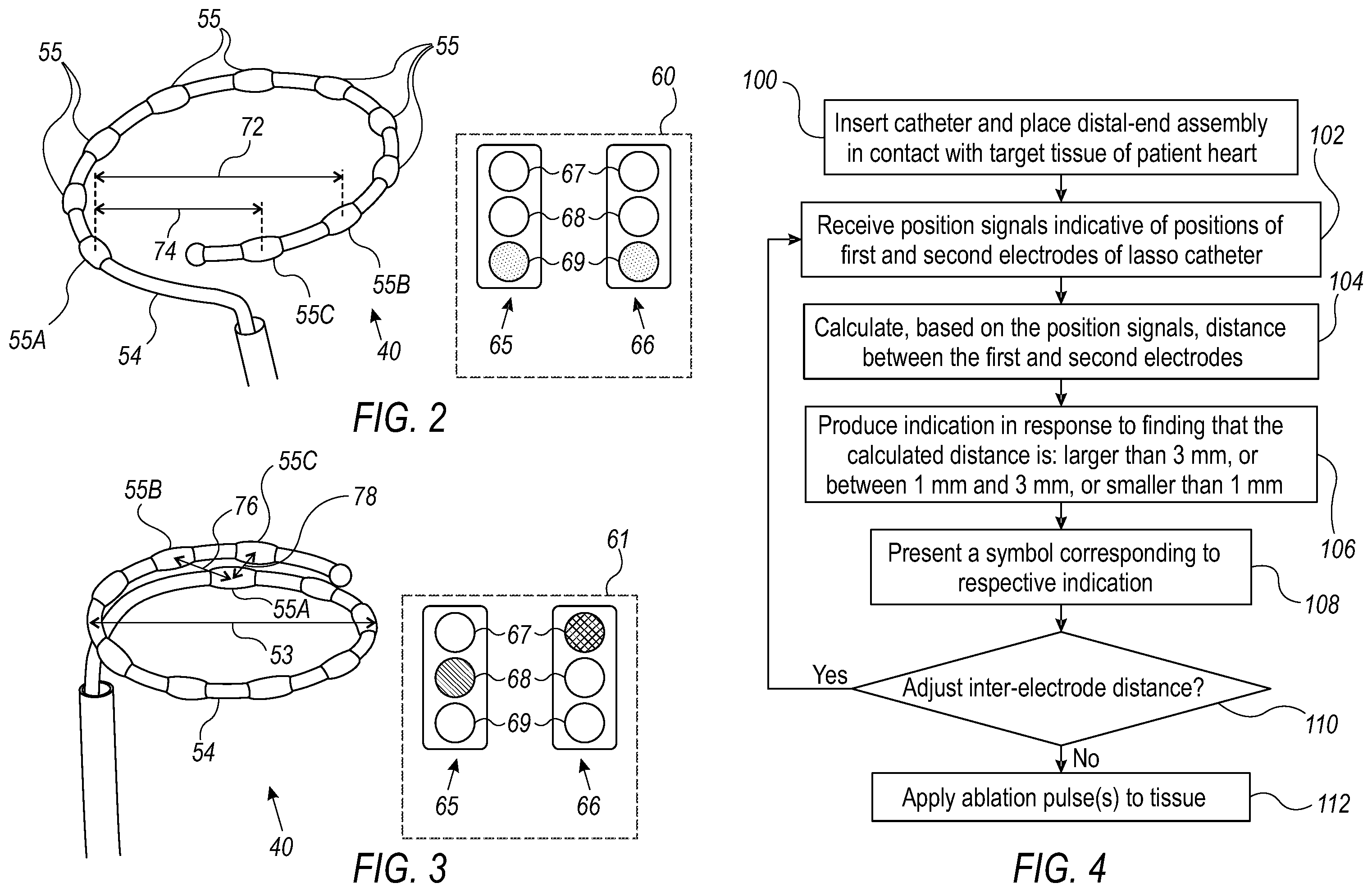 Patent US12551269 Figure 2 – Displaying indications of mutual distances among electrodes of a flexible ablation catheter