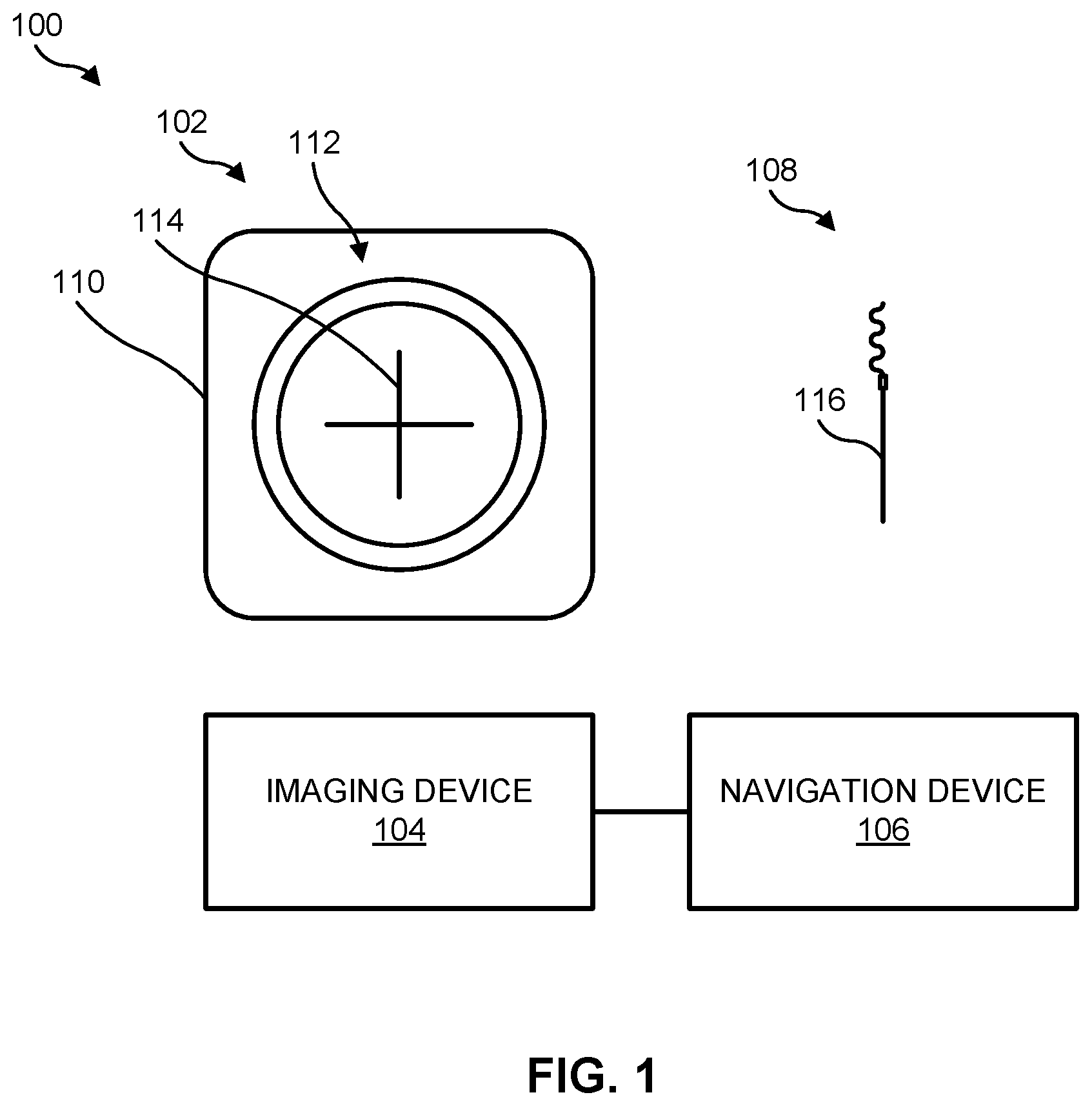 Patent US12551282 Figure 1 – Percutaneous medical device navigation system