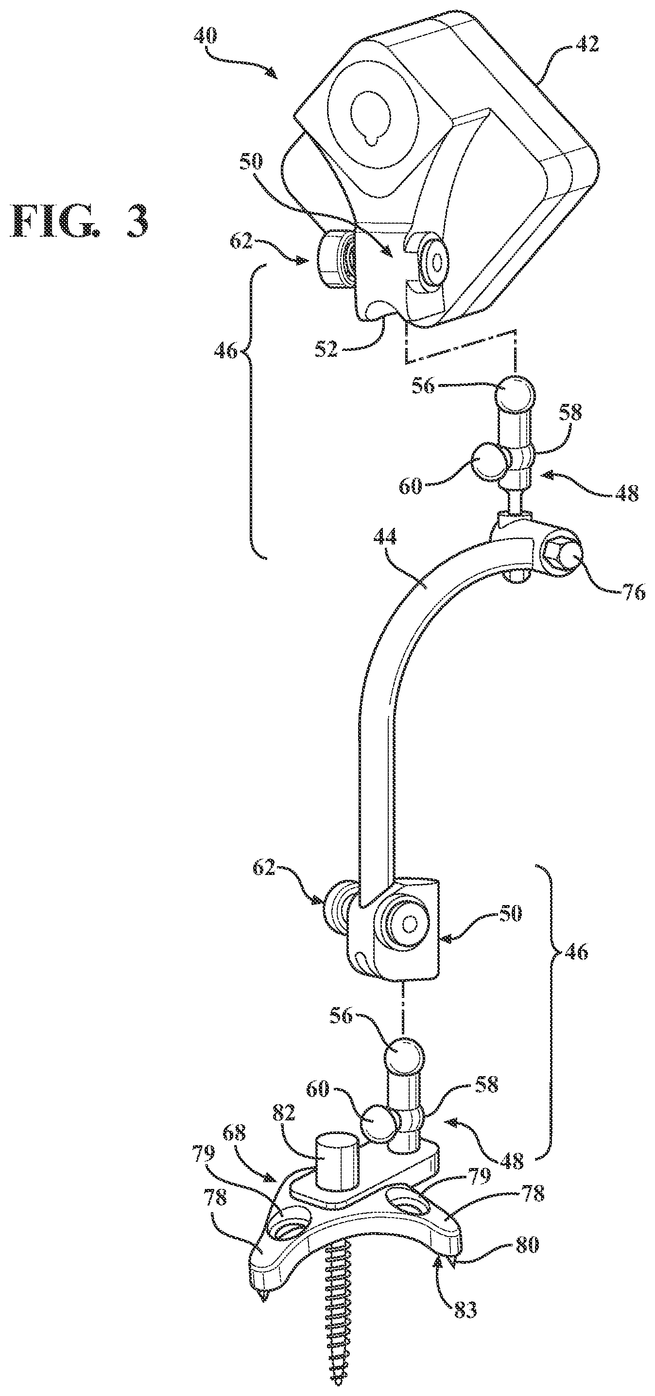 Patent US12551292 Figure 3 – Connector assembly and method for attaching a tracker body to a tracker support arm