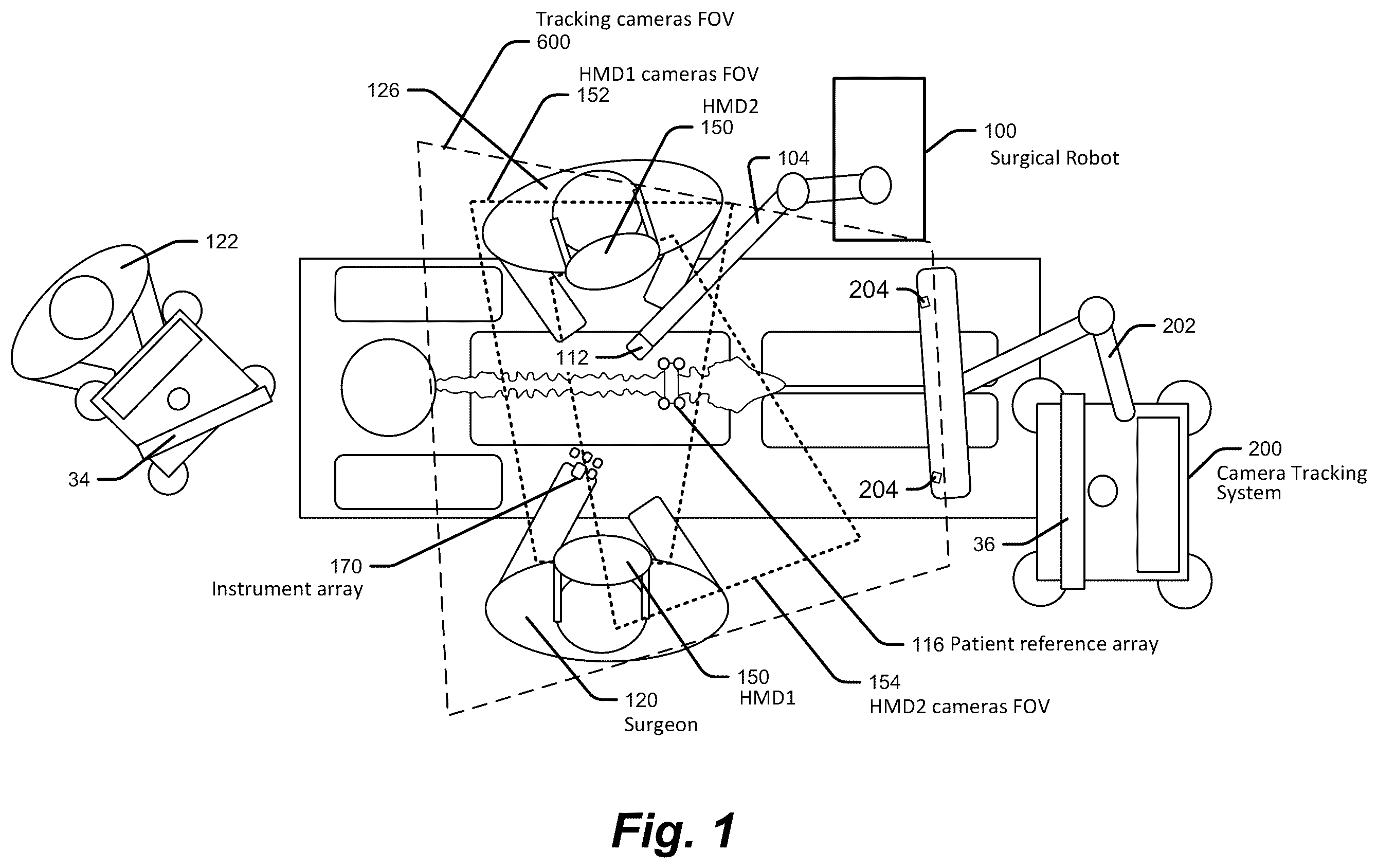 Patent US12551295 Figure 1 – Camera tracking system identifying phantom markers during computer assisted surgery navigation