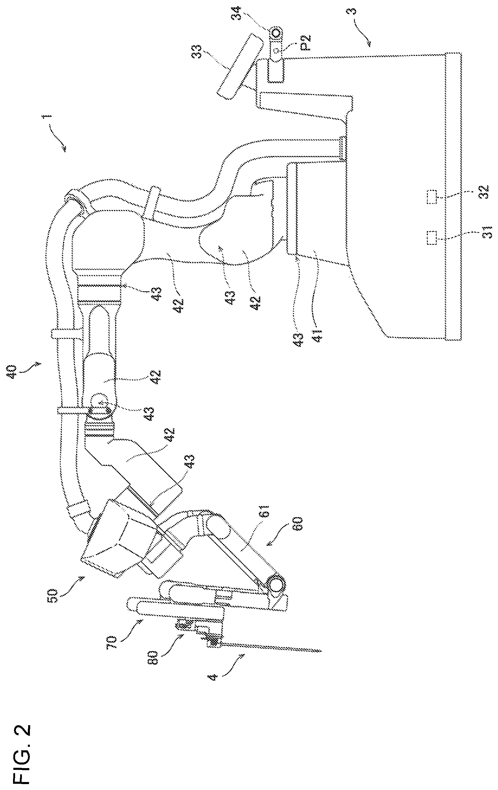 Patent US12551300 Figure 2 – Surgical system displaying graphical user interface on endoscope image