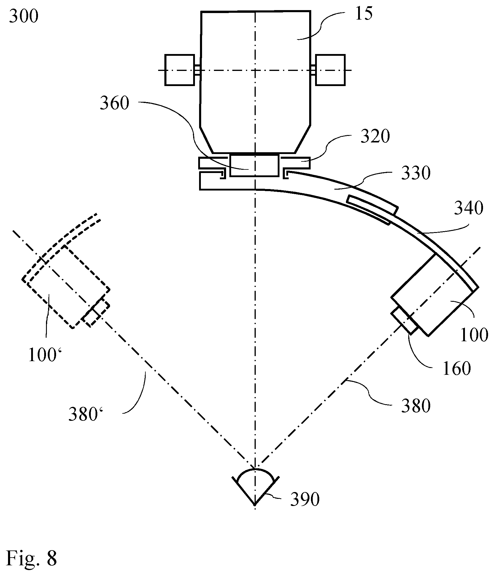 Patent US12551309 Figure 8 – Slit projector arrangement