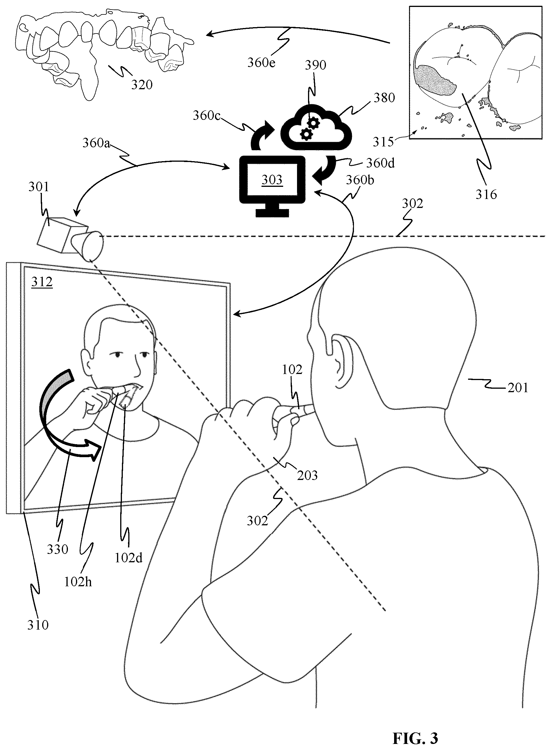 Patent US12551313 Figure 3 – Dental scanning