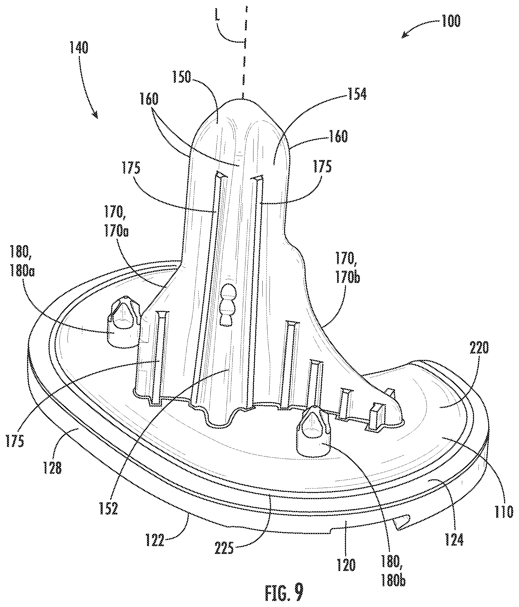 Patent US12551346 Figure 9 – Tibial implant with improved anterior load transfer