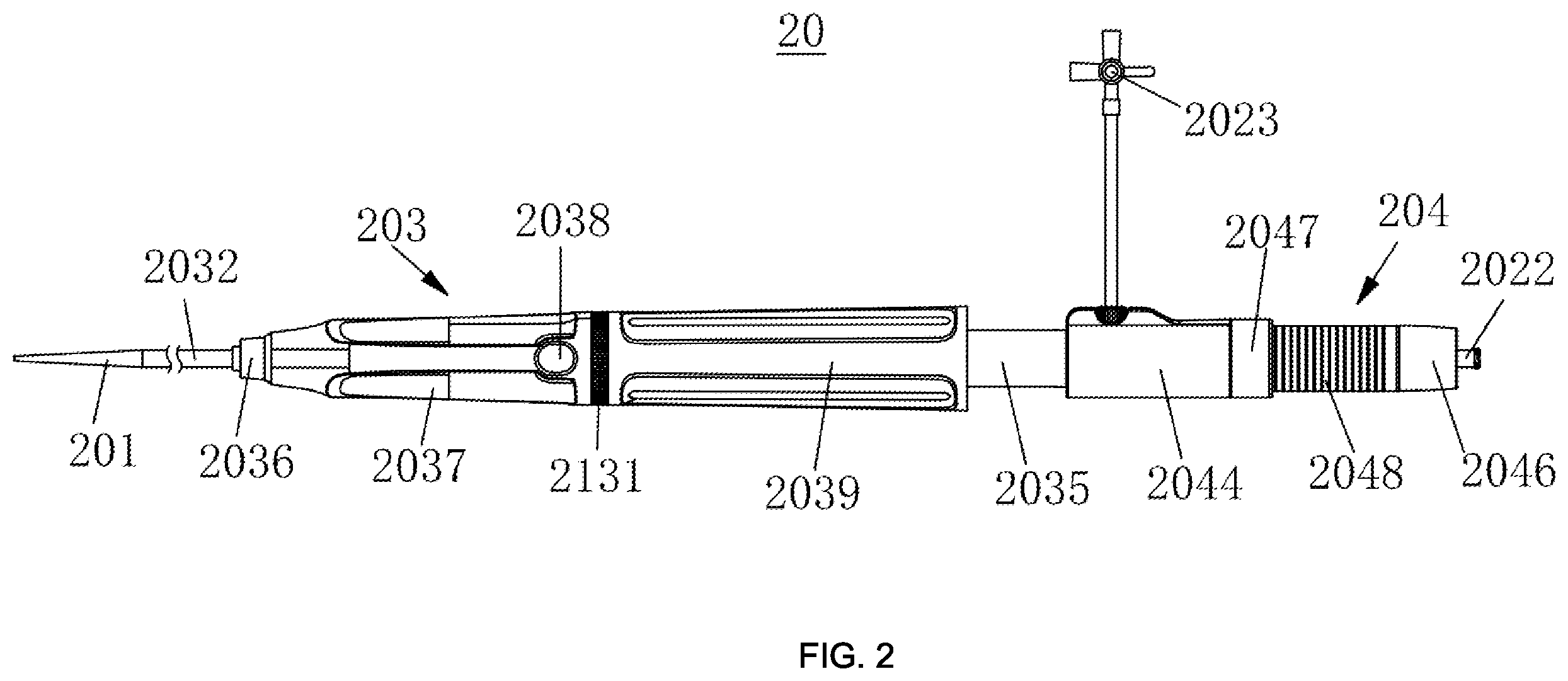 Patent US12551358 Figure 2 – Stent delivery and release device and stent delivery and release system