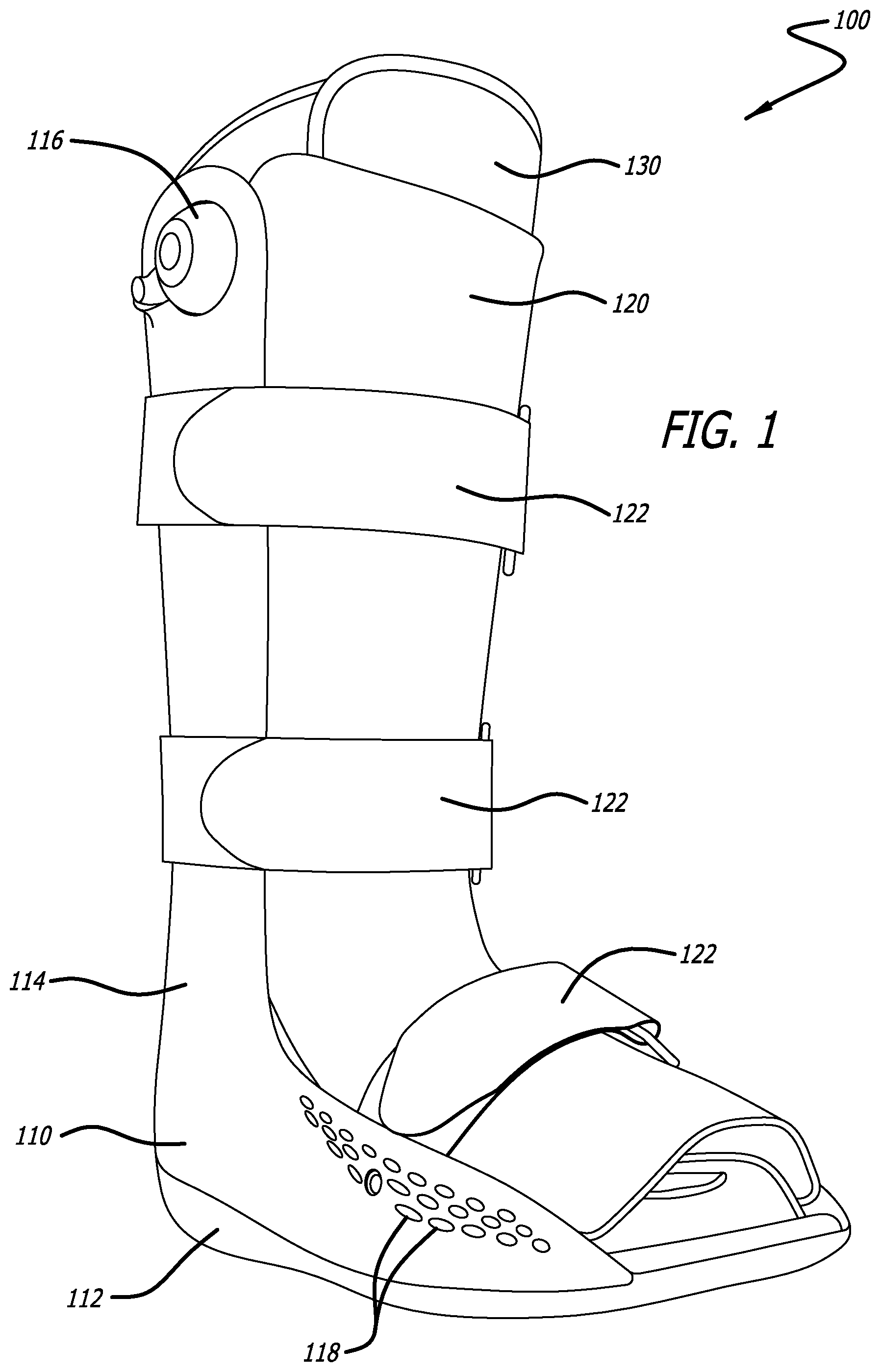 Patent US12551364 Figure 1 – Orthopedic walking boot