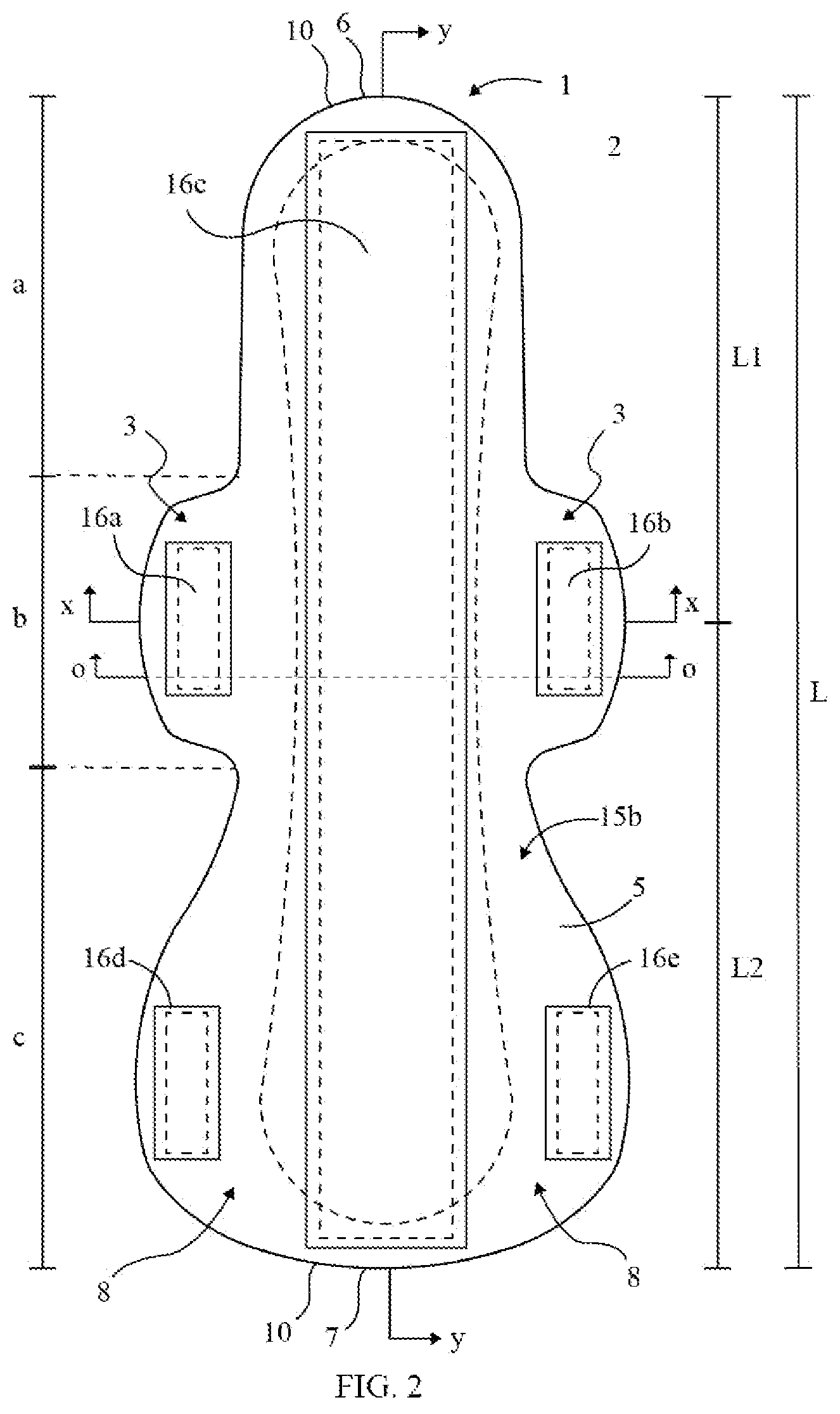 Patent US12551383 Figure 2 – Sanitary napkin for heavy uterine bleeding